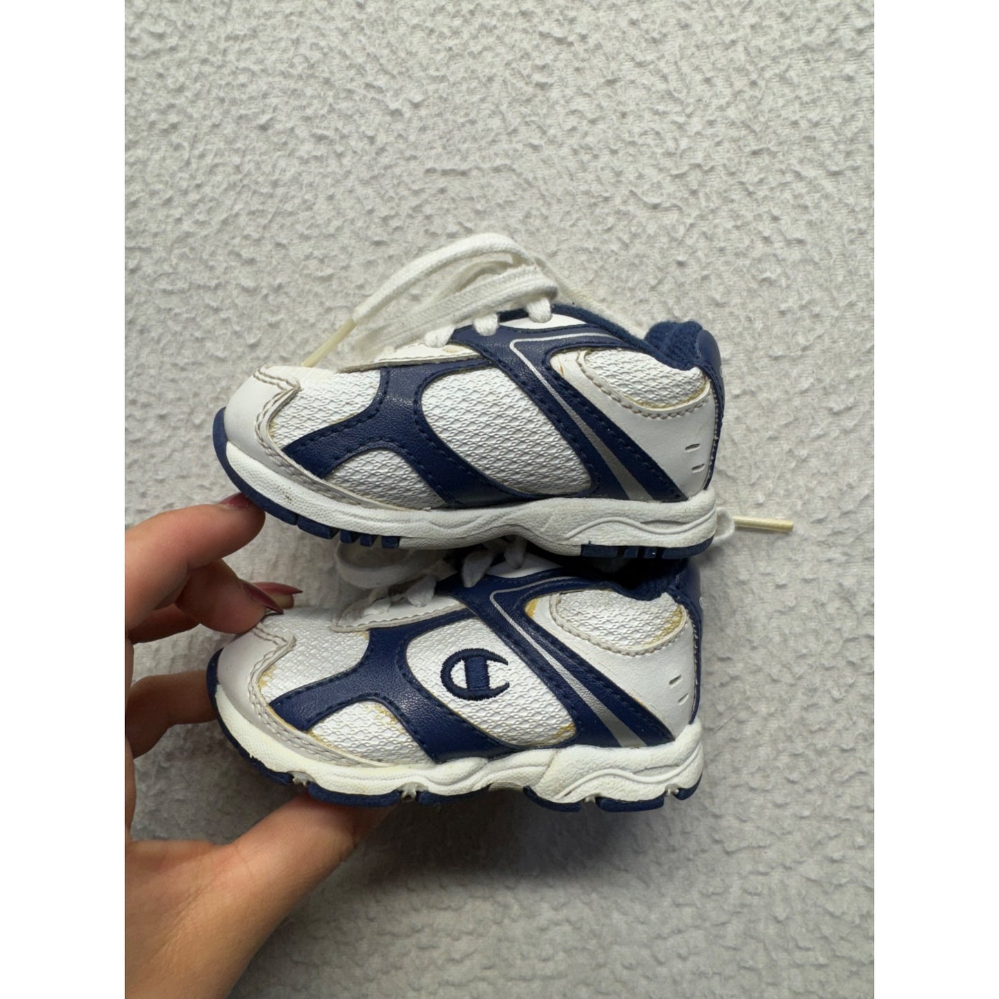 VTG champion Infant Sneakers Blue & White Leather Mesh Low Top Shoes #9001