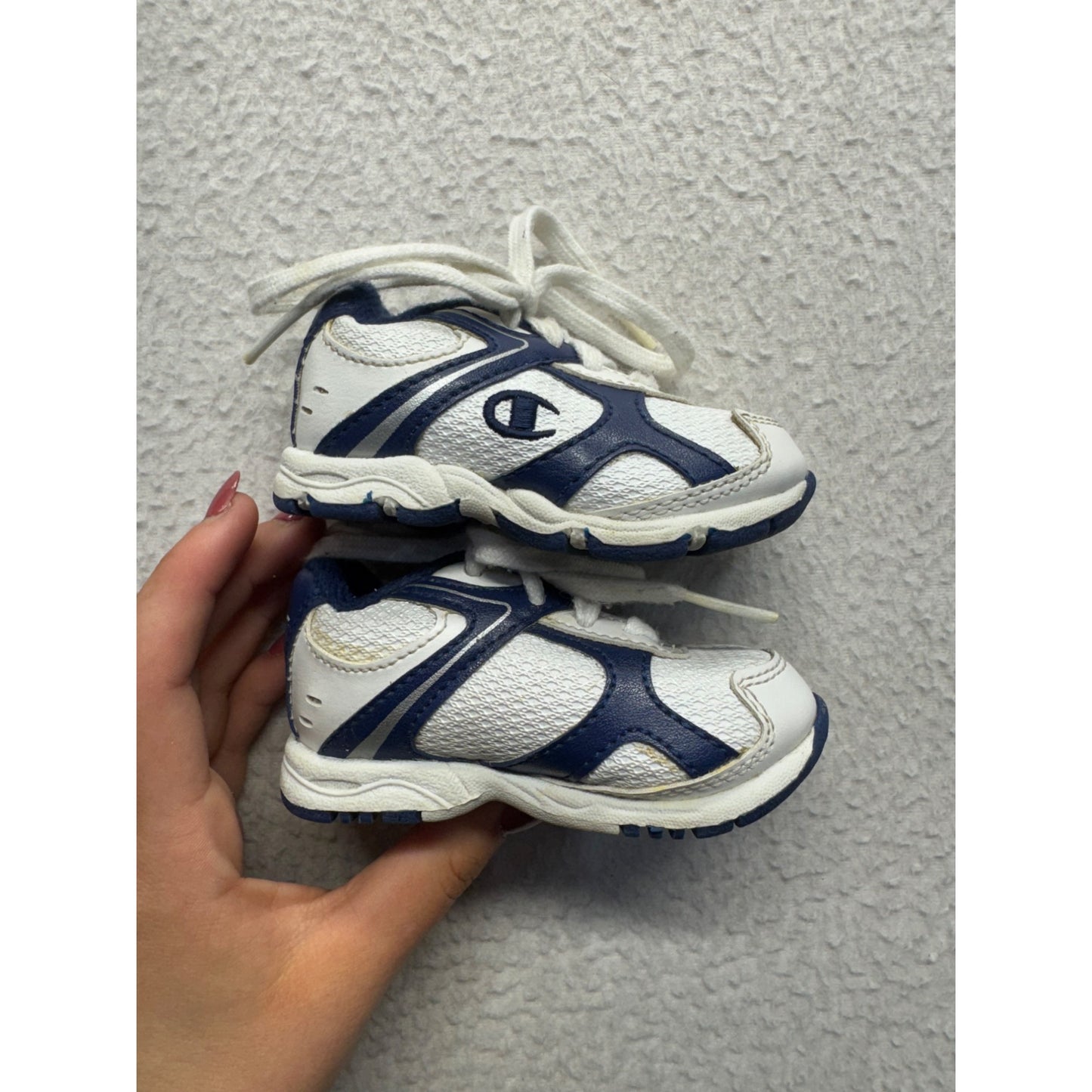 VTG champion Infant Sneakers Blue & White Leather Mesh Low Top Shoes #9001