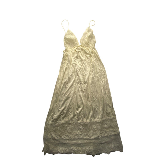 Vintage Miss Elaine Ivory Lace & Satin Nightgown Slip Dress #7212