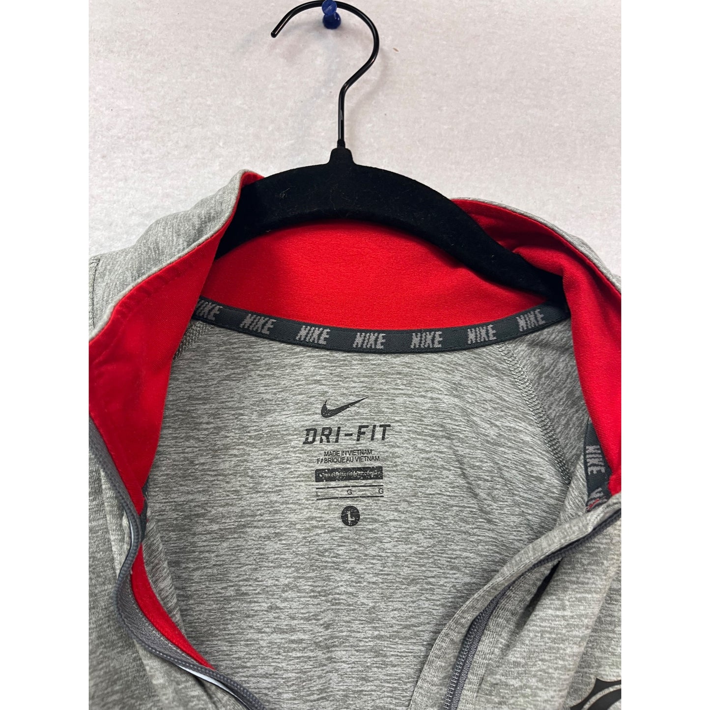 Nike Dri-Fit Gray & Red Quarter-Zip Pullover With Dragon Logo Size L #989A