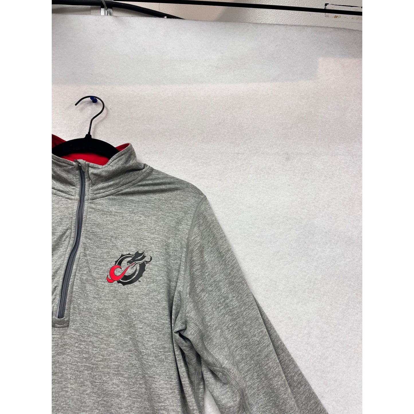 Nike Dri-Fit Gray & Red Quarter-Zip Pullover With Dragon Logo Size L #989A