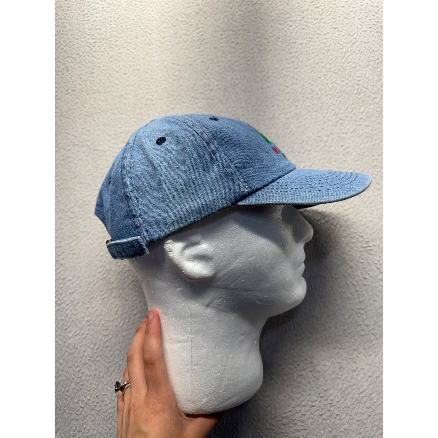 Yeah Mon Jamaica Denim Baseball Cap Adjustable Strapback Rasta Colors #9790