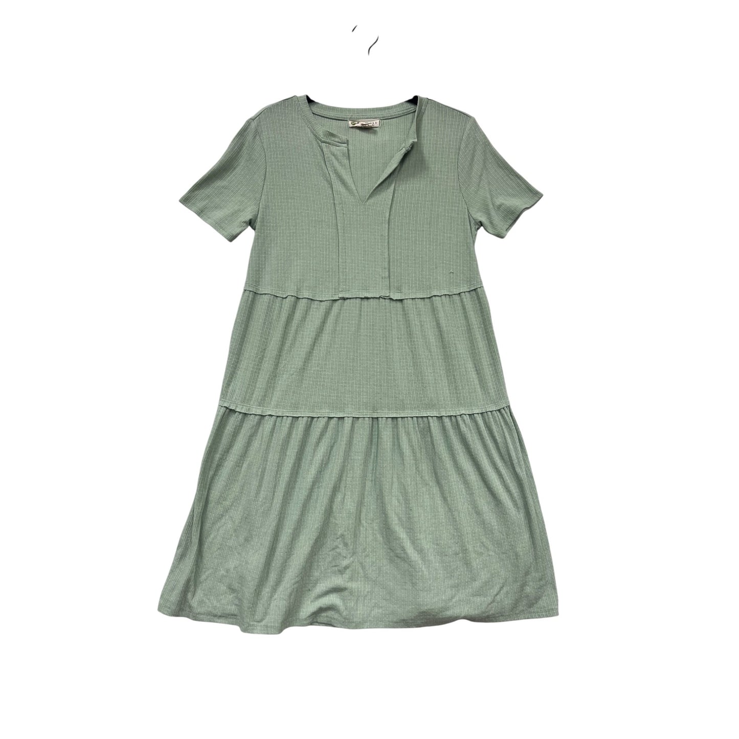 Akini Tiered A-Line Dress Size S Light Green Short Sleeve #576A