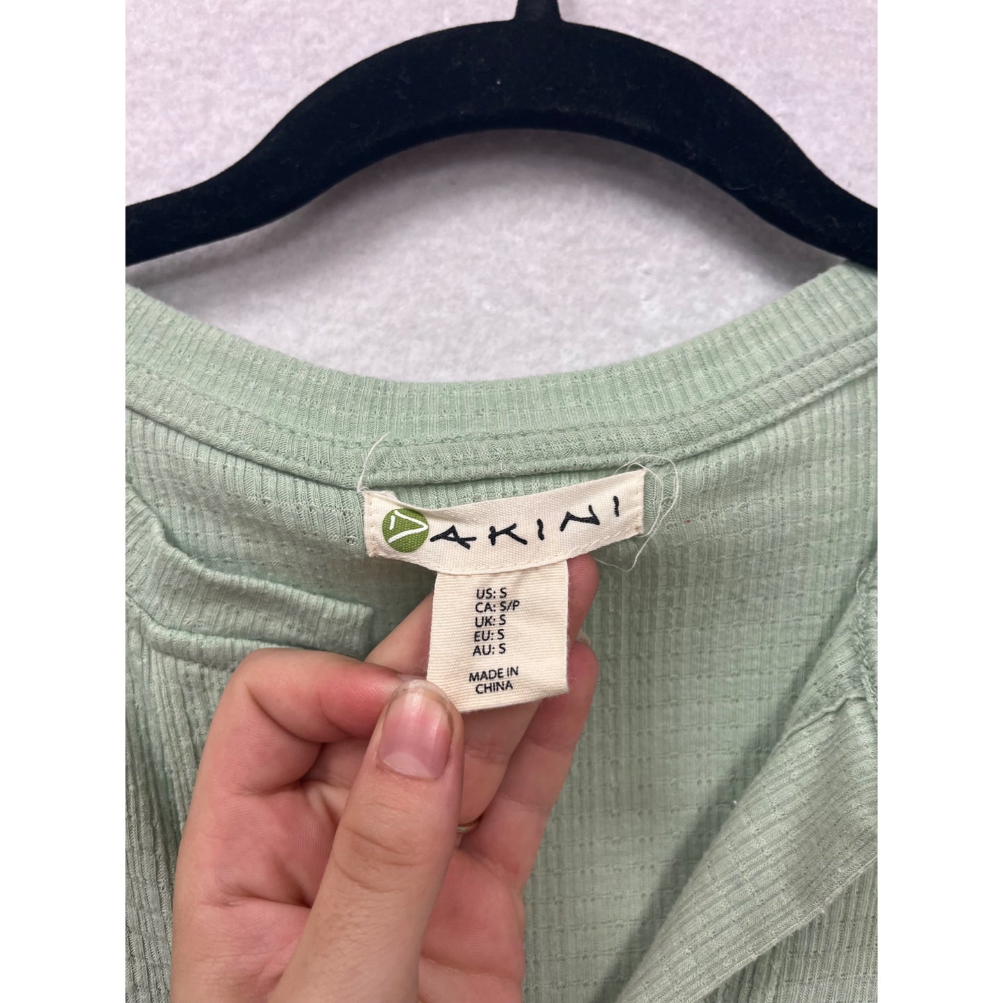 Akini Tiered A-Line Dress Size S Light Green Short Sleeve #576A