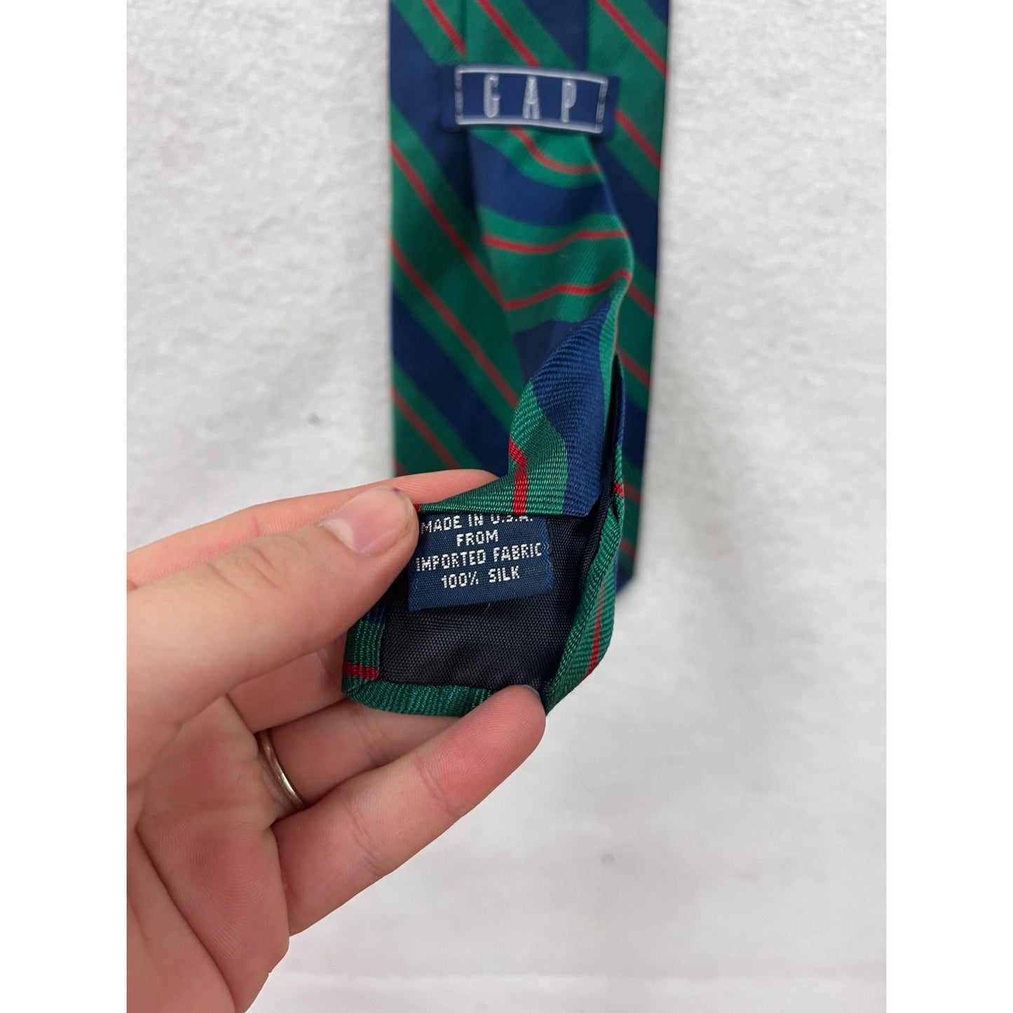 Vintage Gap Striped Silk Tie Blue Green & Red #8662