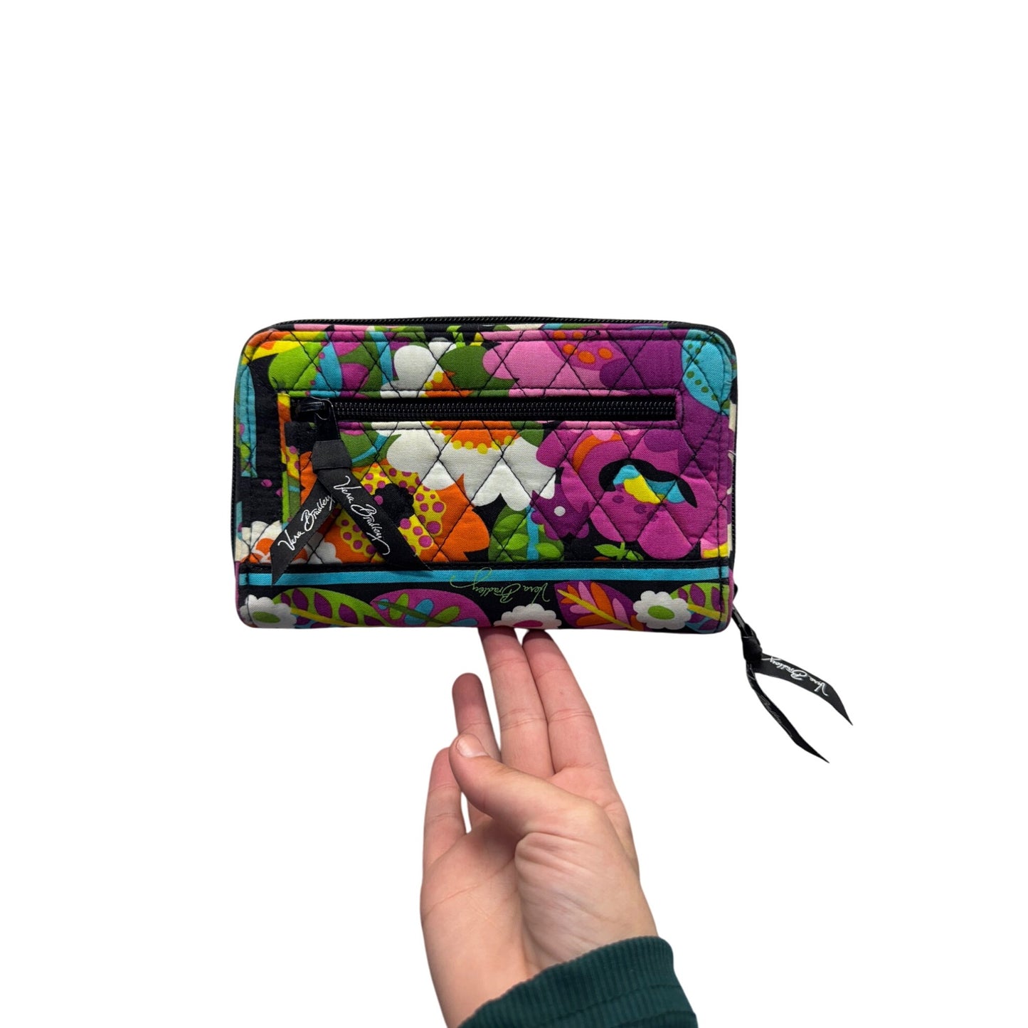Vera Bradley Floral Quilted Zip Around Wallet With Turnlock Closure 44B