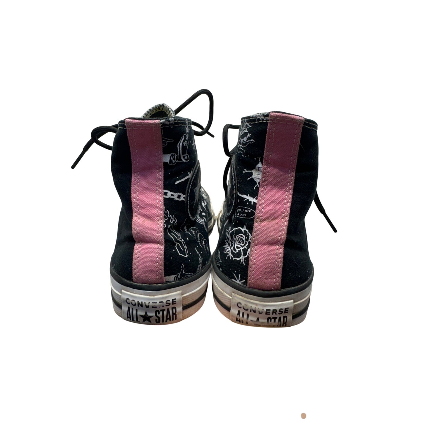 Converse All Star Black & White Cosmic Print High-Top Sneakers Pink Accent #9622