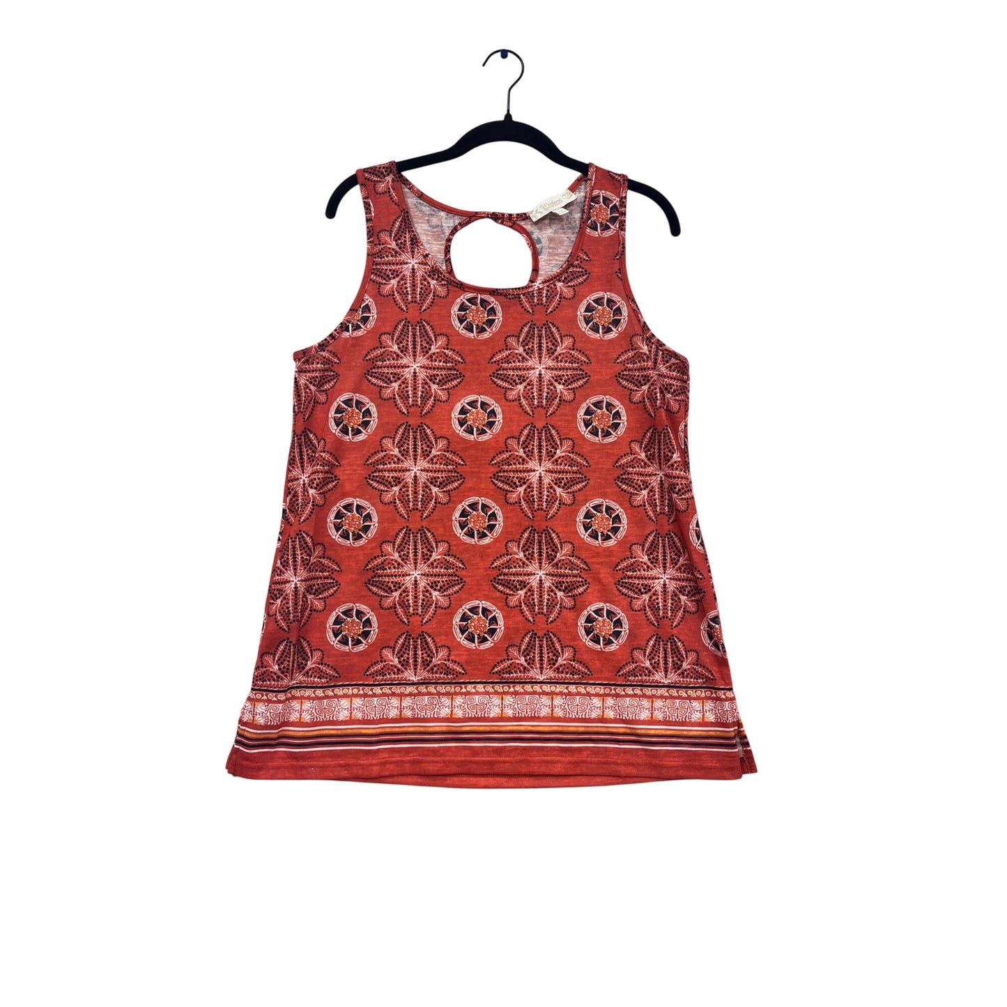 Suzanne Betro Weekend Red & Black Floral Sleeveless Top Size L #546A