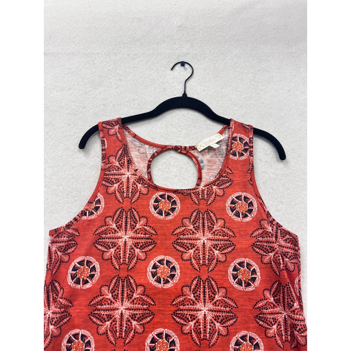 Suzanne Betro Weekend Red & Black Floral Sleeveless Top Size L #546A