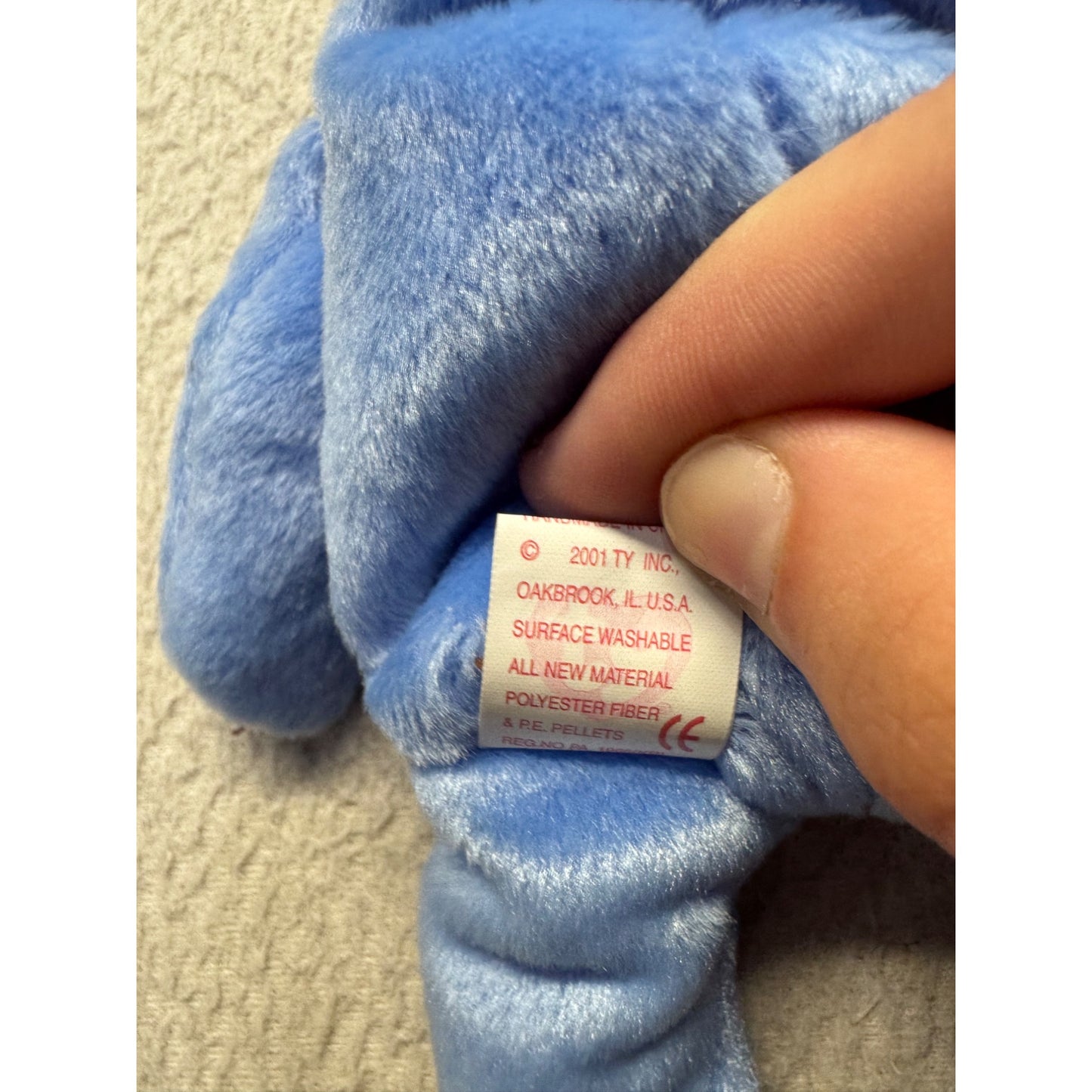 Ty Beanie Baby America Bear 2001 Limited Edition Blue Plush Tag USA Flag #9876