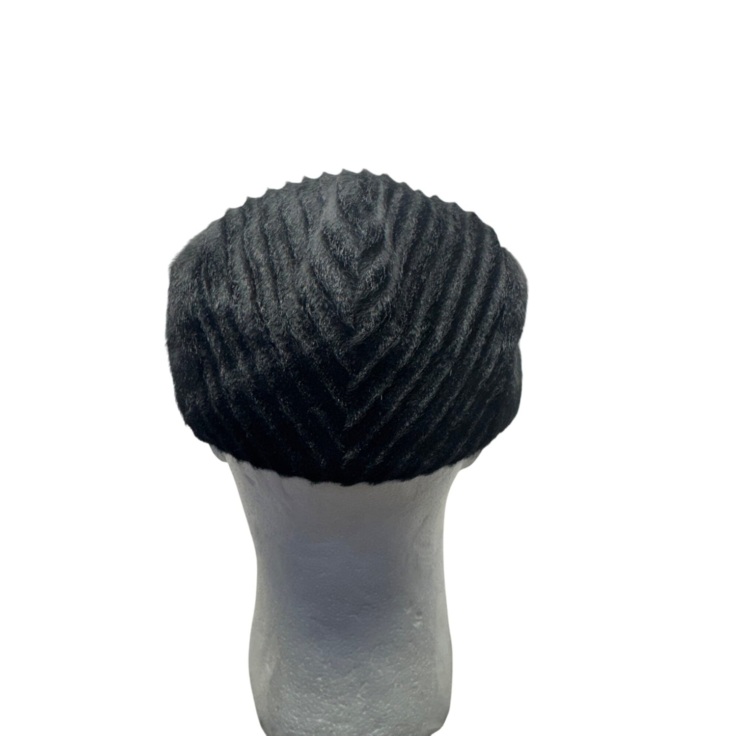 Black Faux Fur Textured Newsboy Cap With Satin Lining 365B