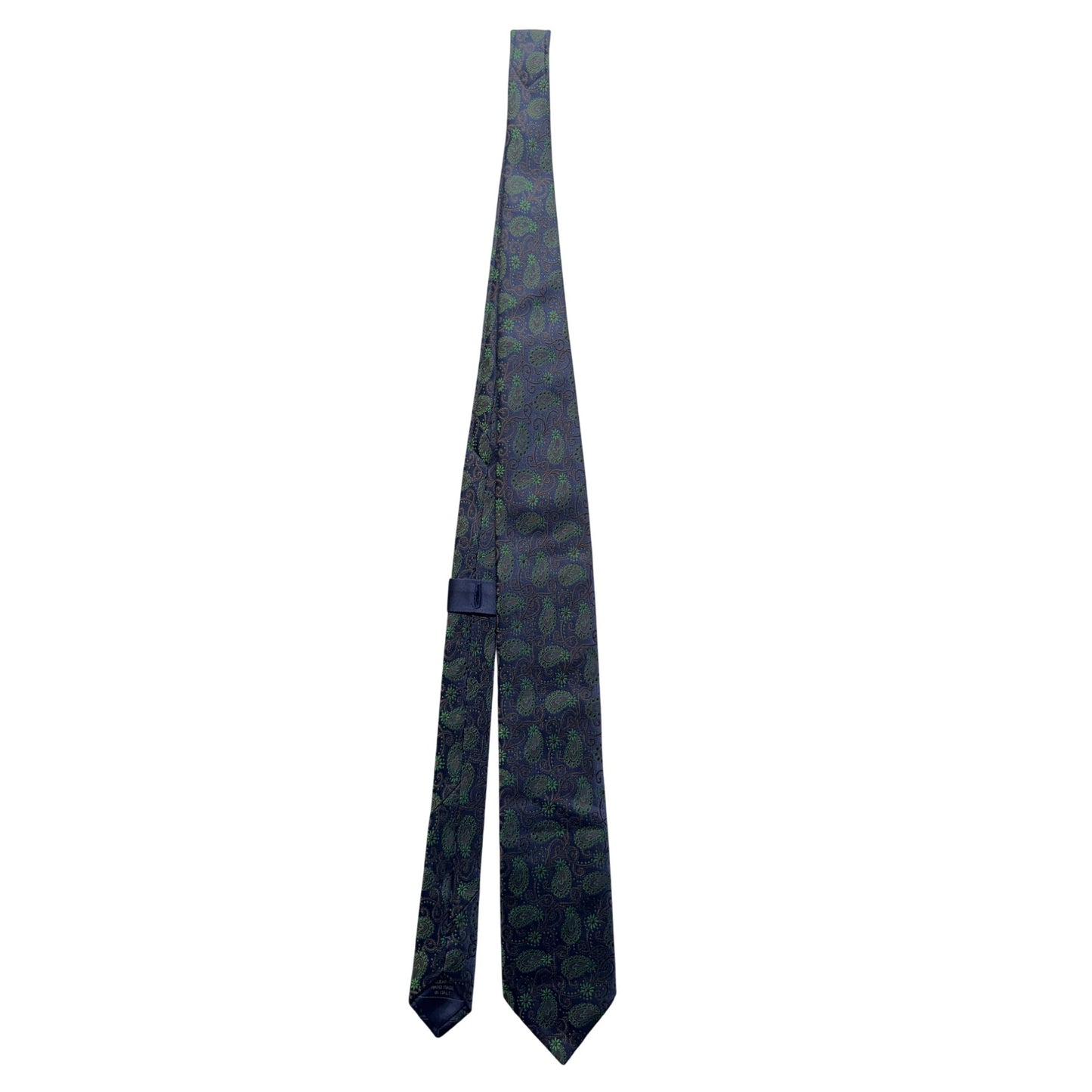 Italo Ferretti Silk Paisley Tie Navy Green Design Luxury Formal Wear #9957