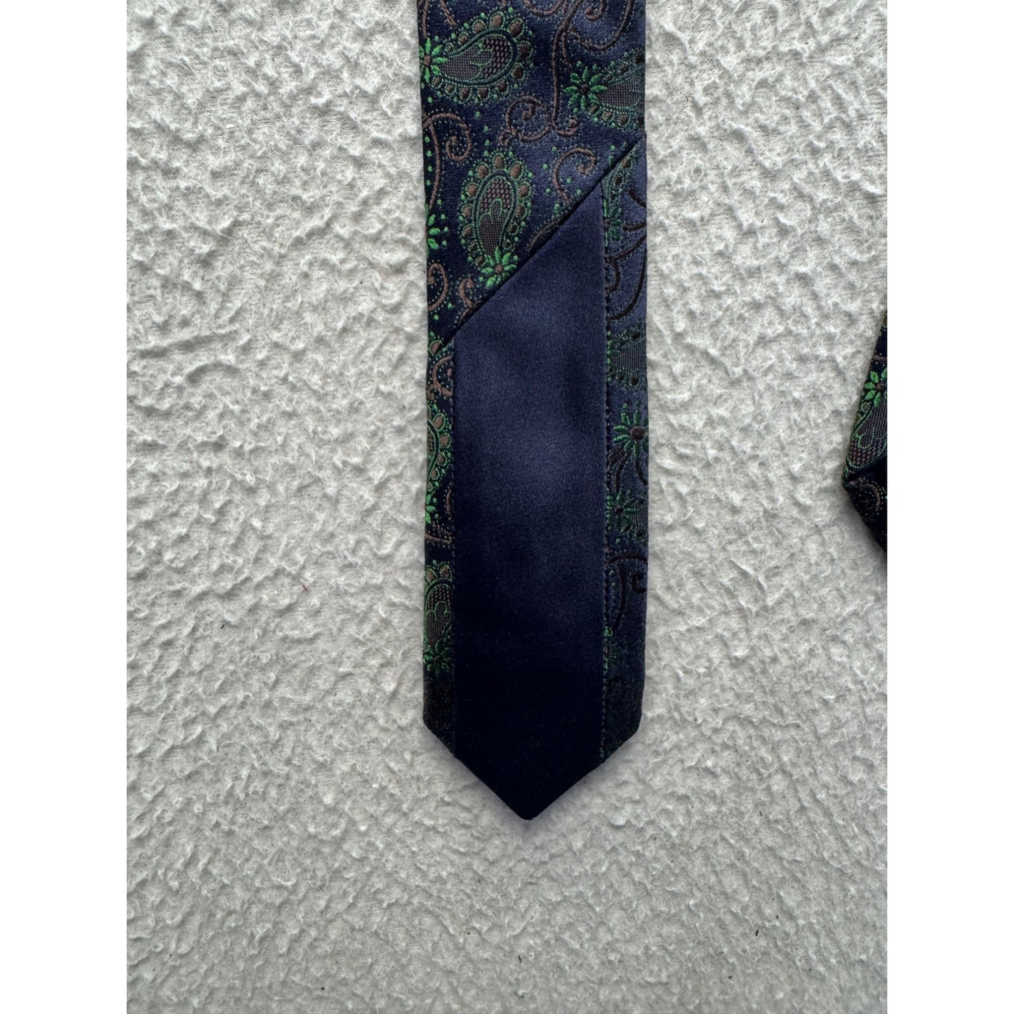 Italo Ferretti Silk Paisley Tie Navy Green Design Luxury Formal Wear #9957