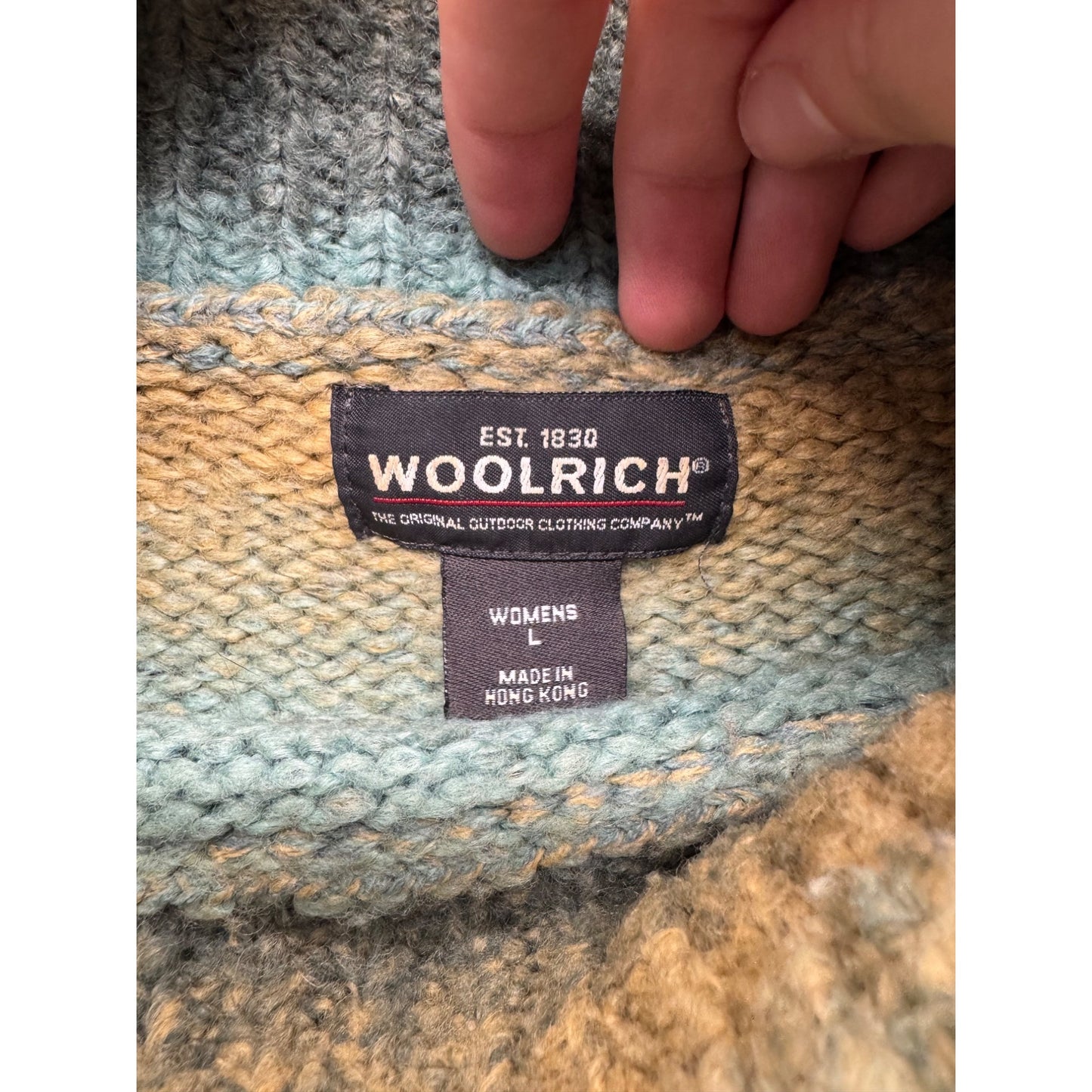 Woolrich L Turtleneck Sweater Winter Turquoise Warm Cozy Knit 304B