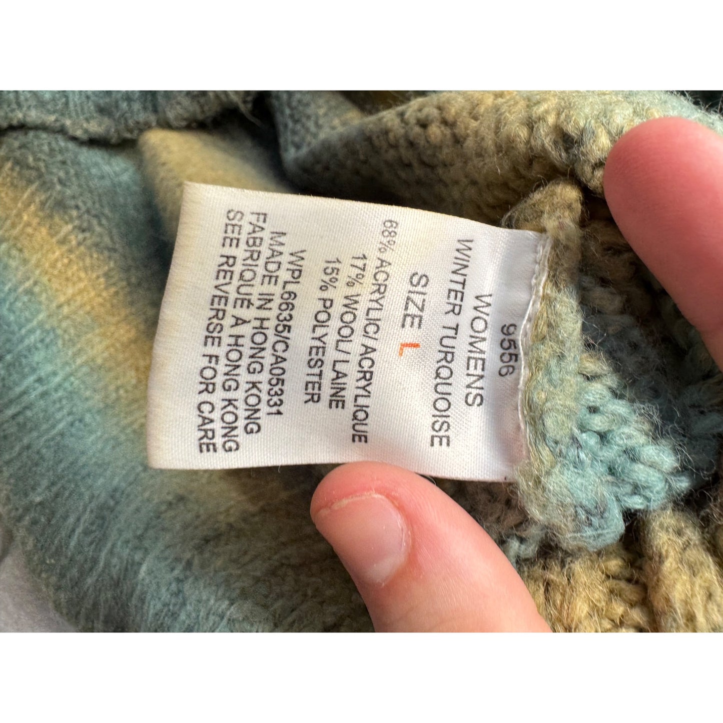Woolrich L Turtleneck Sweater Winter Turquoise Warm Cozy Knit 304B