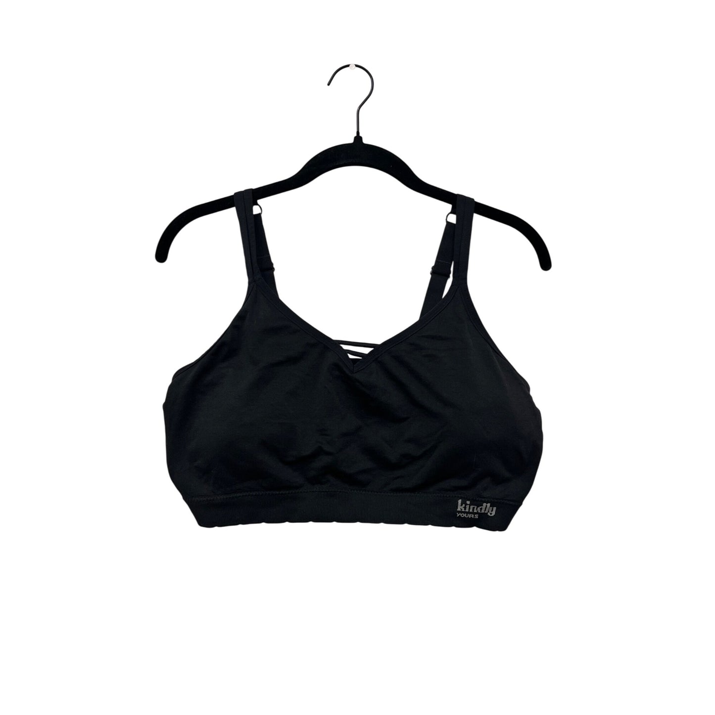 Kindly Womens Black 2XL Sports Bra With Adjustable Straps & Criss-Cross Detail #8031