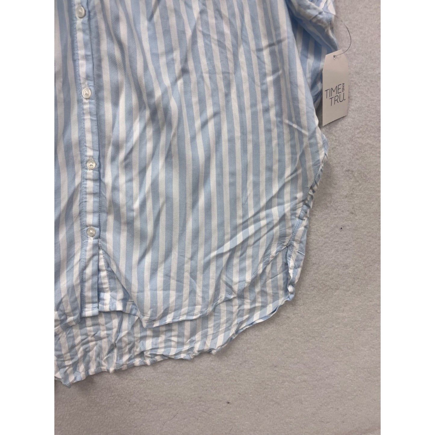 Time & Tru Striped Button-Up Shirt S #8519