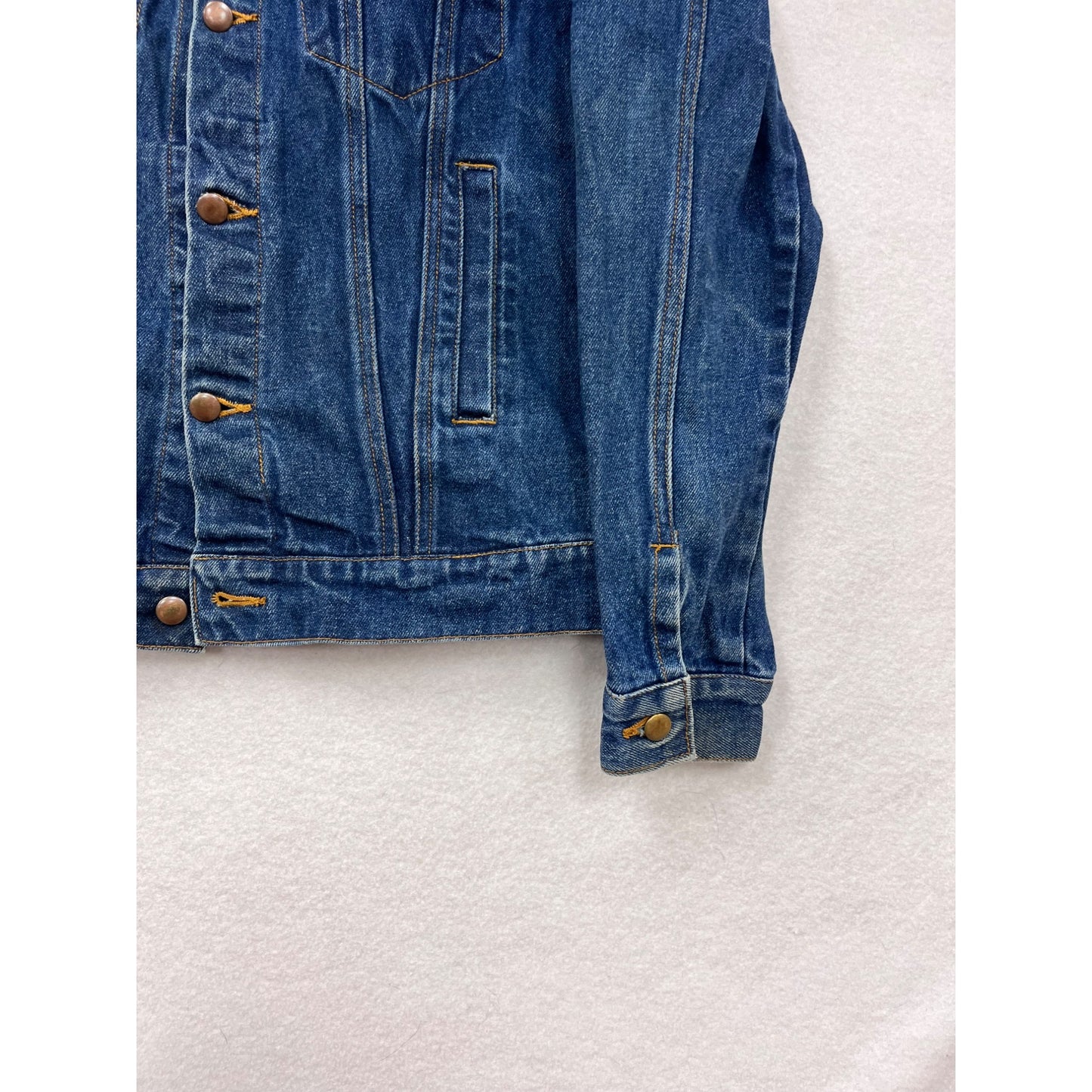 Vintage Tiger Bay Womens Denim Jacket M / L Dark Wash 100% Cotton Button-Up Front & Pockets #6935
