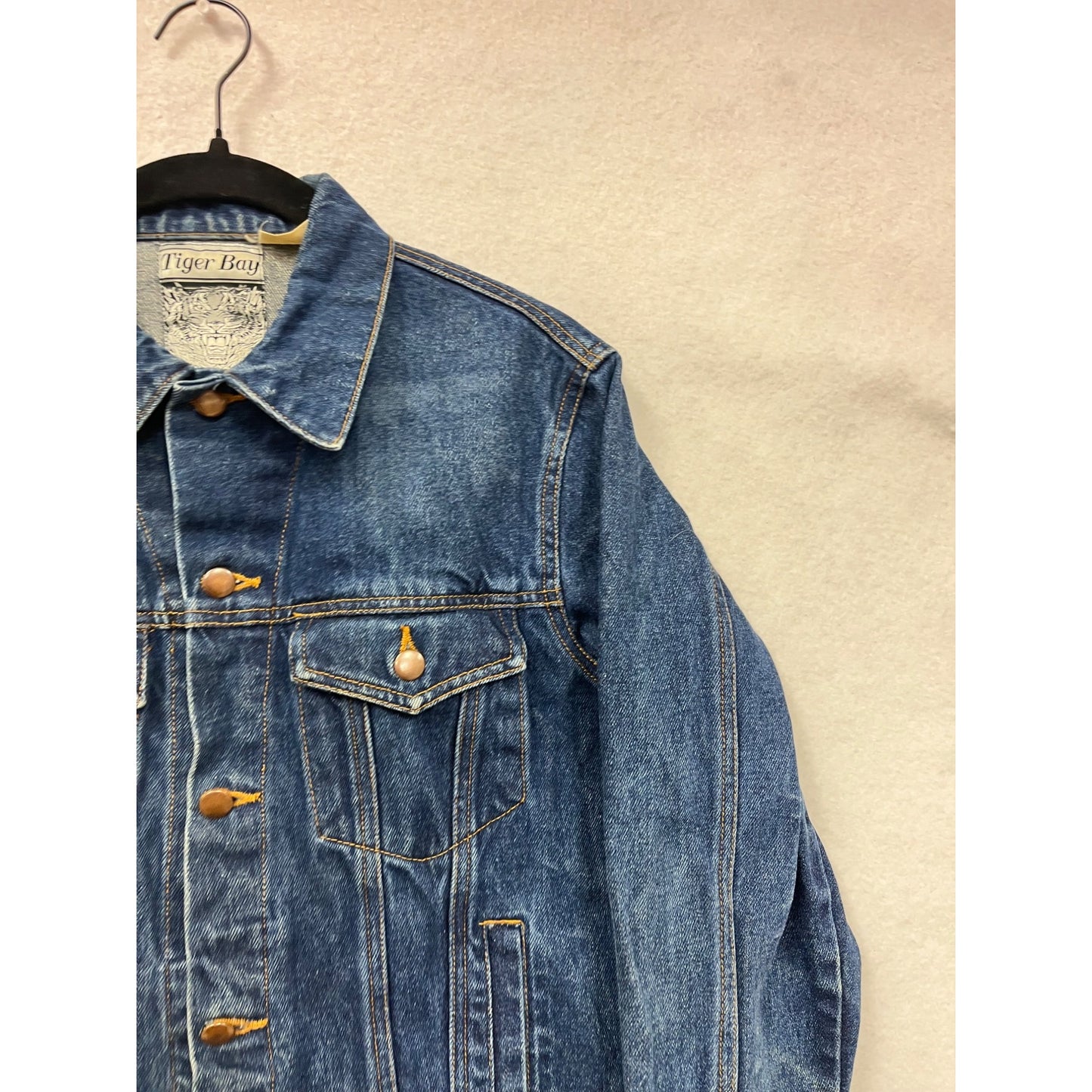 Vintage Tiger Bay Womens Denim Jacket M / L Dark Wash 100% Cotton Button-Up Front & Pockets #6935