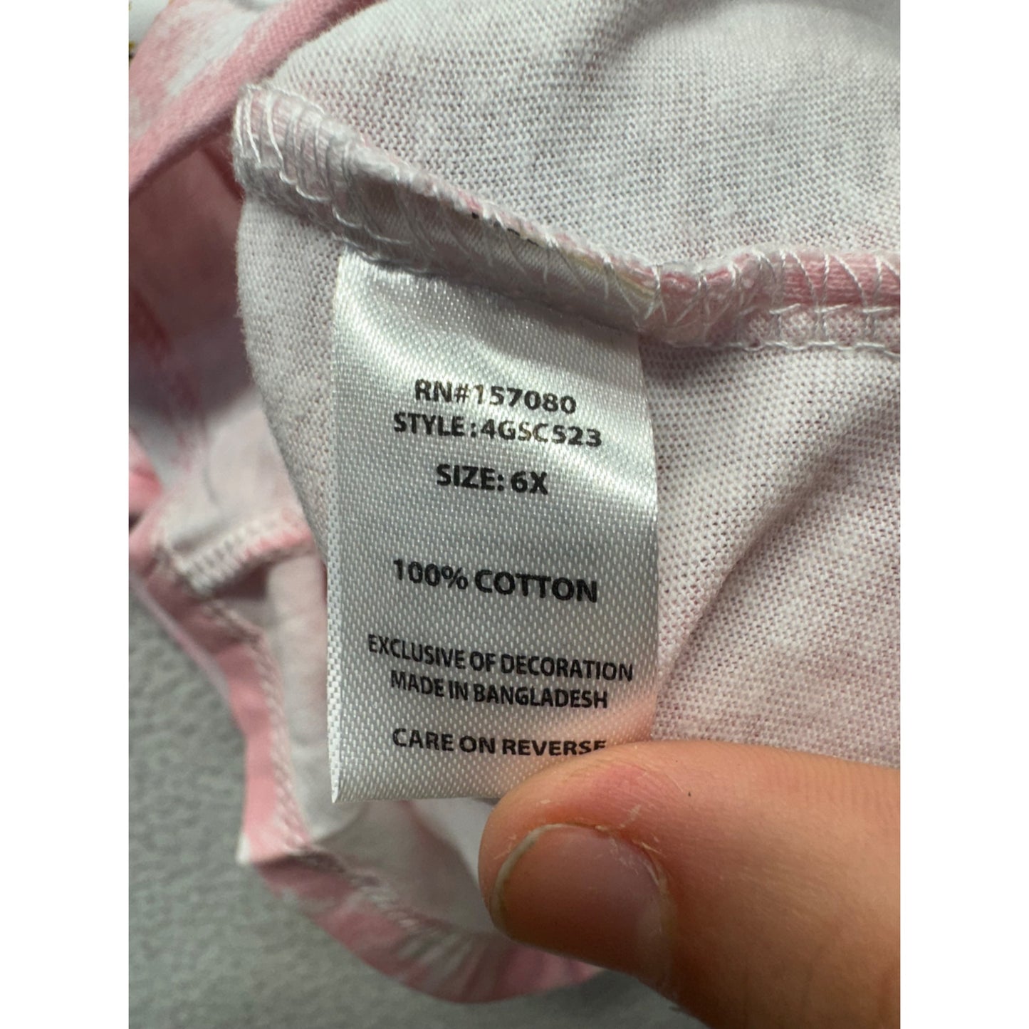 Pink Sparkle Queen Bee Tie-Dye Graphic Tee Knotted Hem Size 6X 100% Cotton #9337