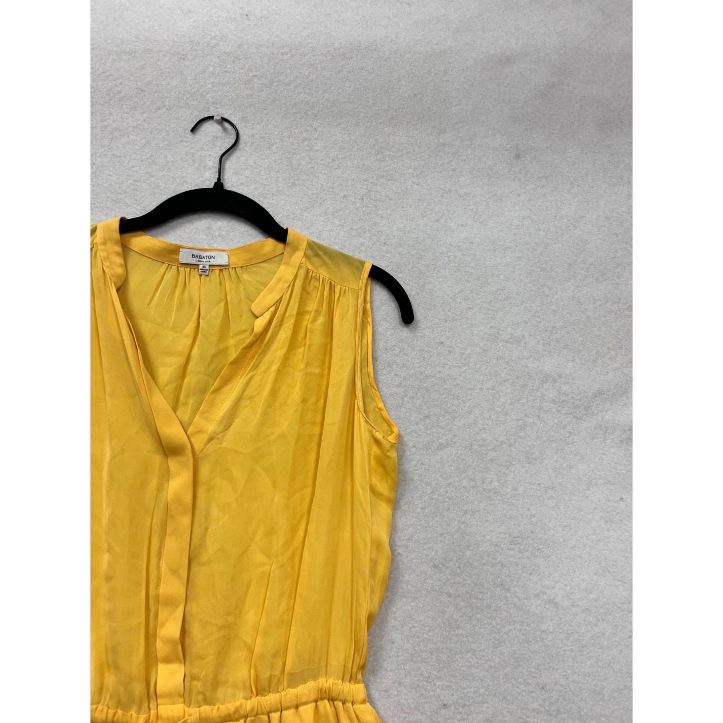 Babaton XS Yellow Sleeveless Silk Blend Dress #164A
