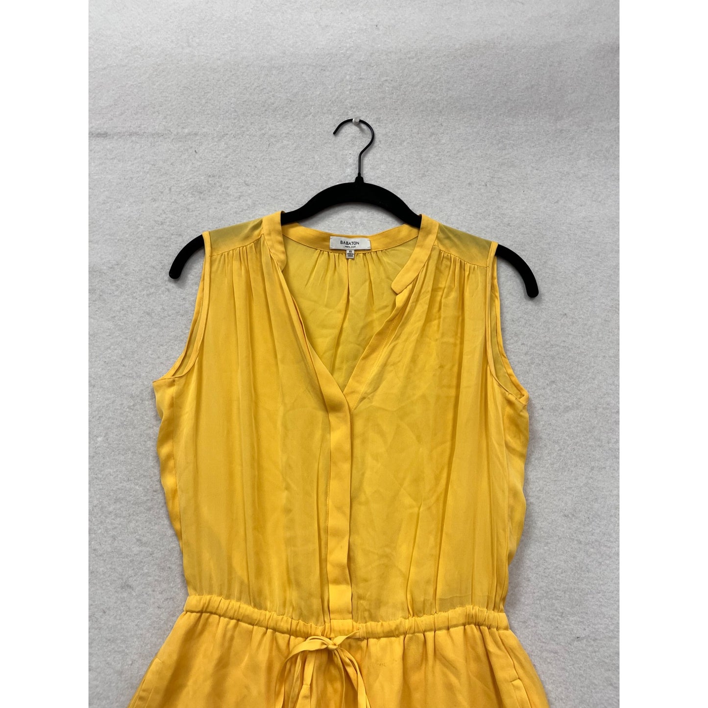 Babaton XS Yellow Sleeveless Silk Blend Dress #164A