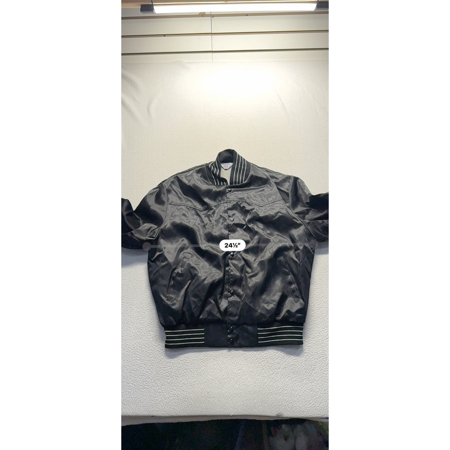 WestArk XL Black Satin Bomber Jacket Vets Whoa N Go Fuel Stops Vintage USA #9353