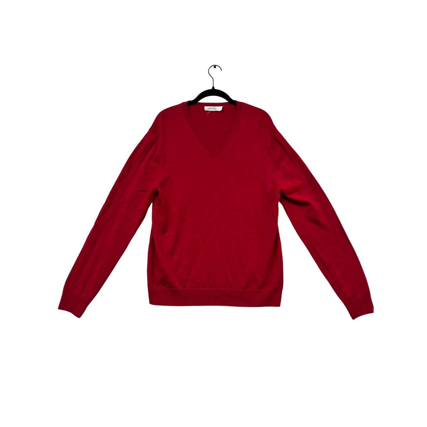 Calvin Klein Red V-Neck Sweater L #570A