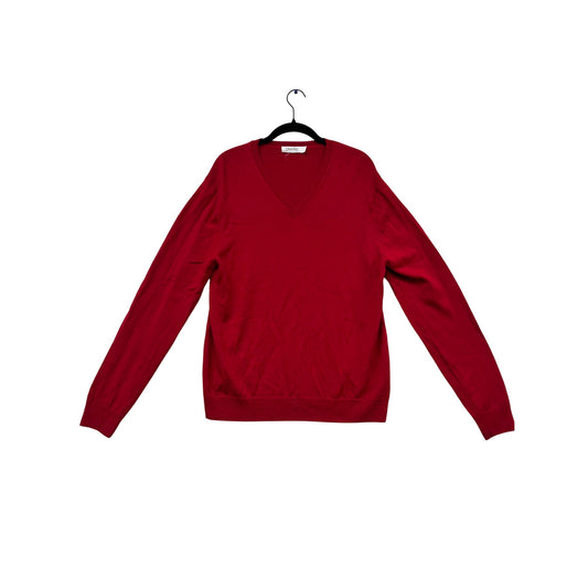Calvin Klein Red V-Neck Sweater L #570A