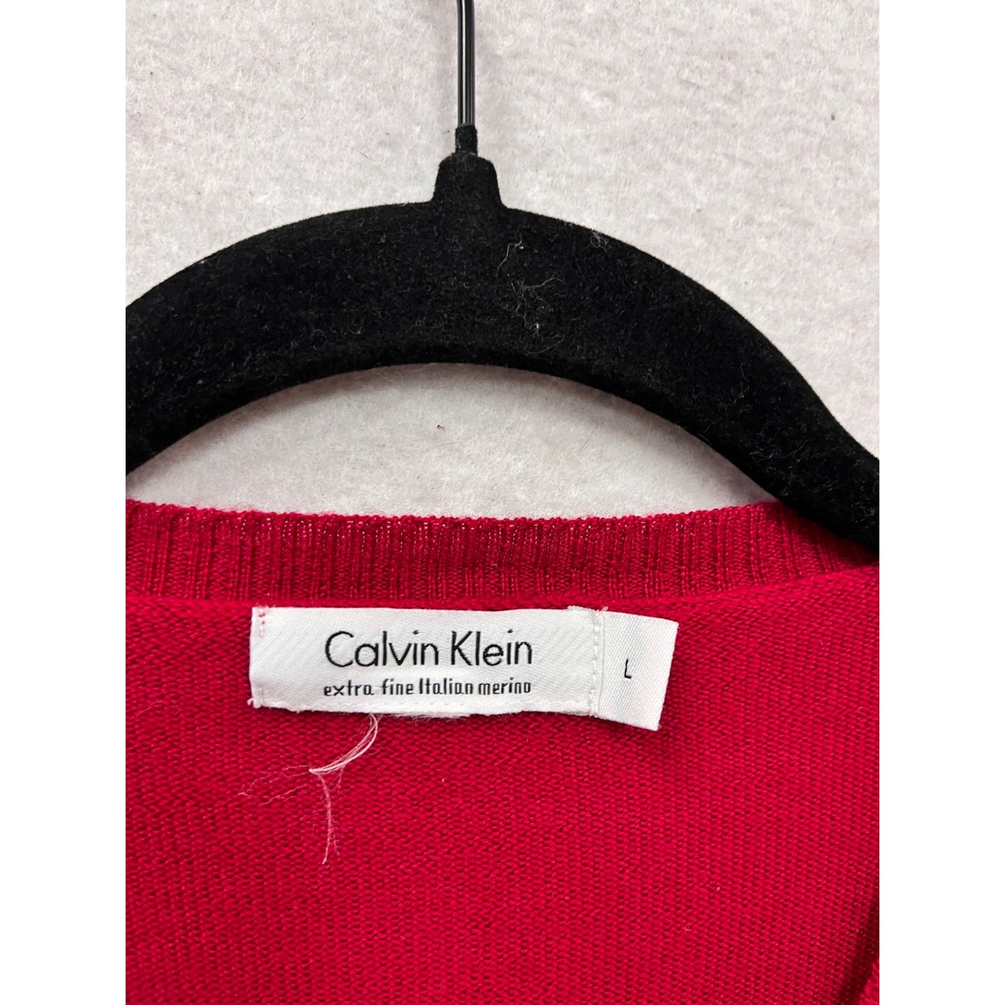 Calvin Klein Red V-Neck Sweater L #570A