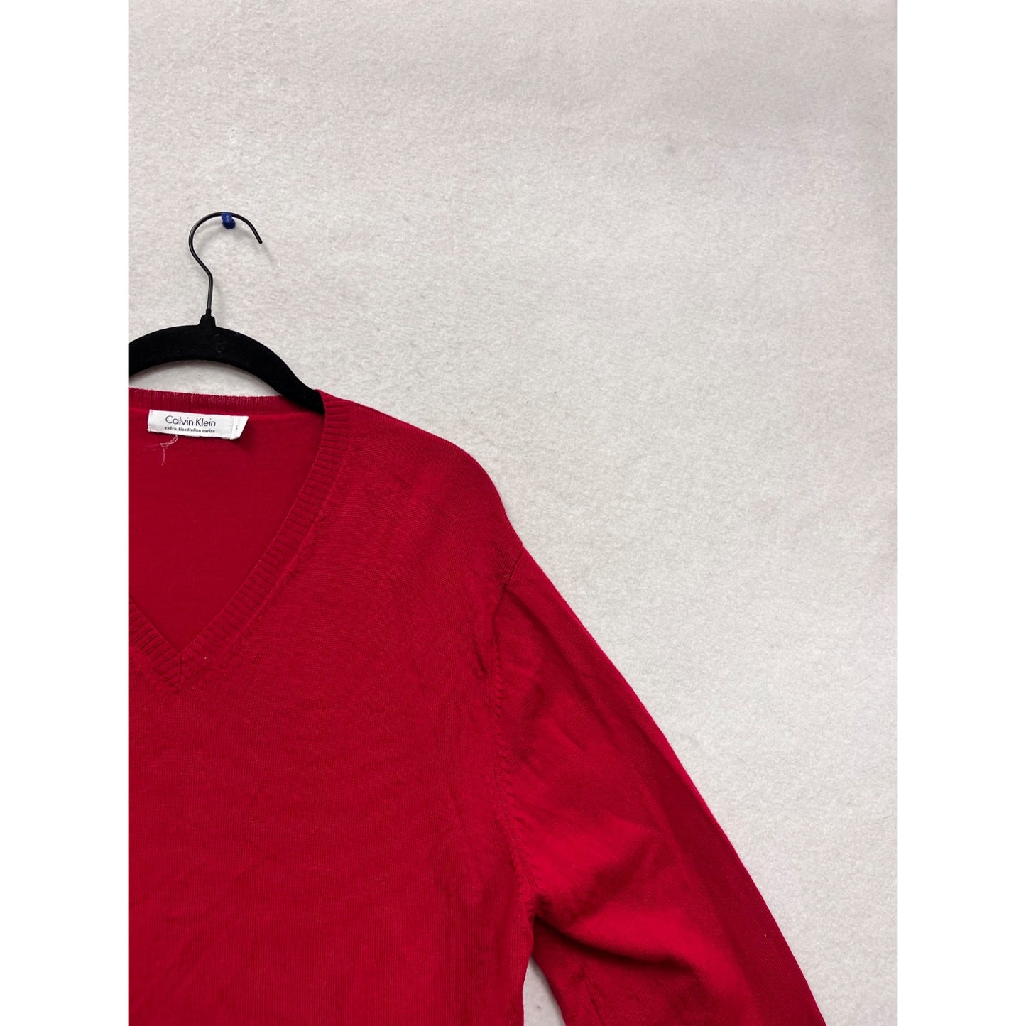 Calvin Klein Red V-Neck Sweater L #570A