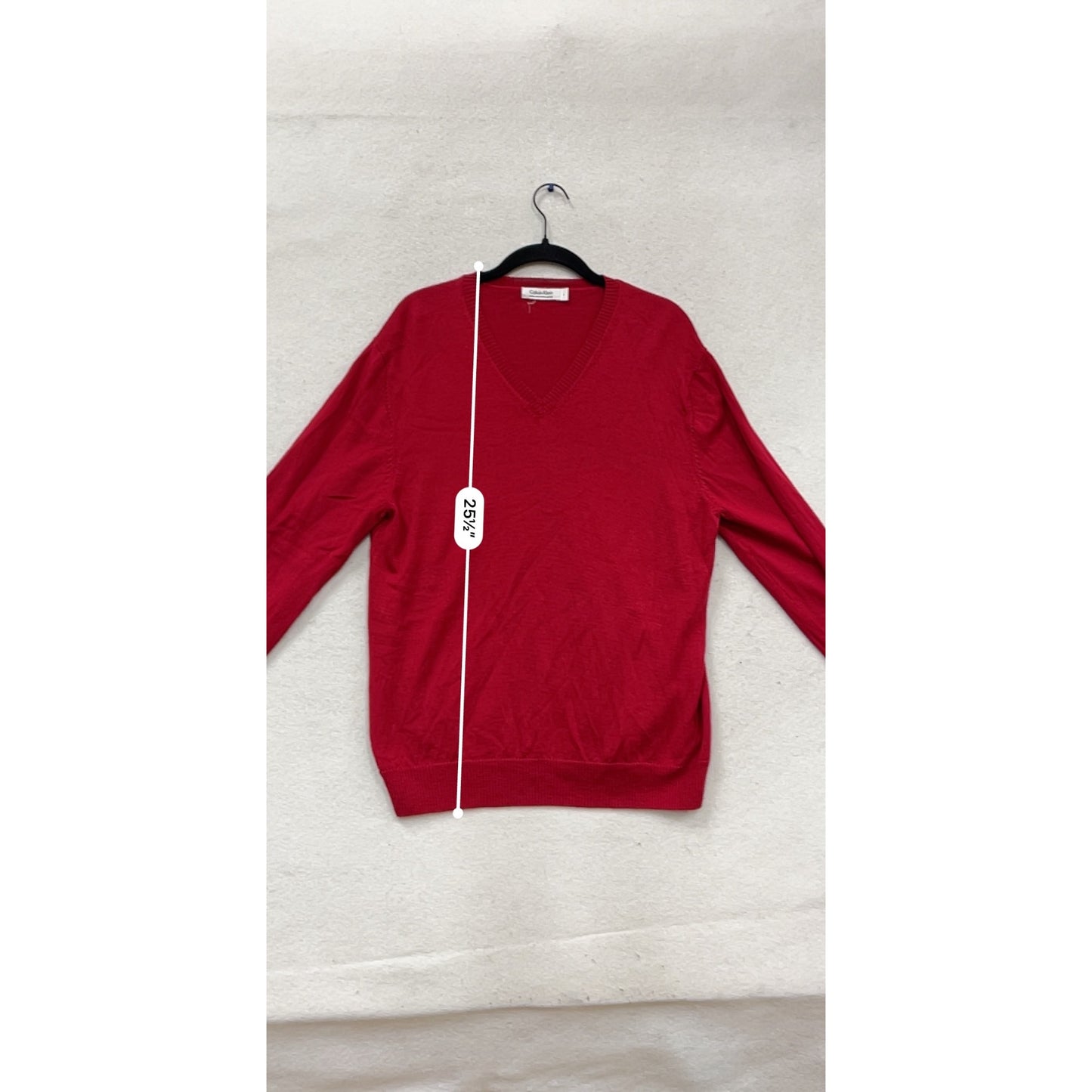 Calvin Klein Red V-Neck Sweater L #570A