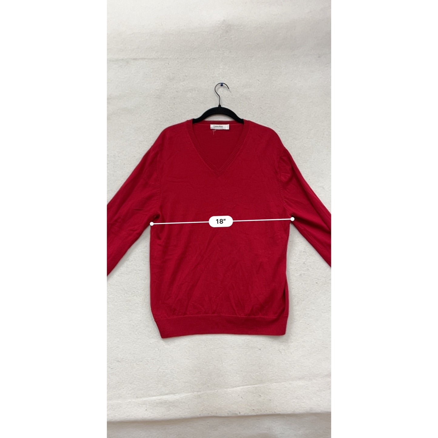 Calvin Klein Red V-Neck Sweater L #570A