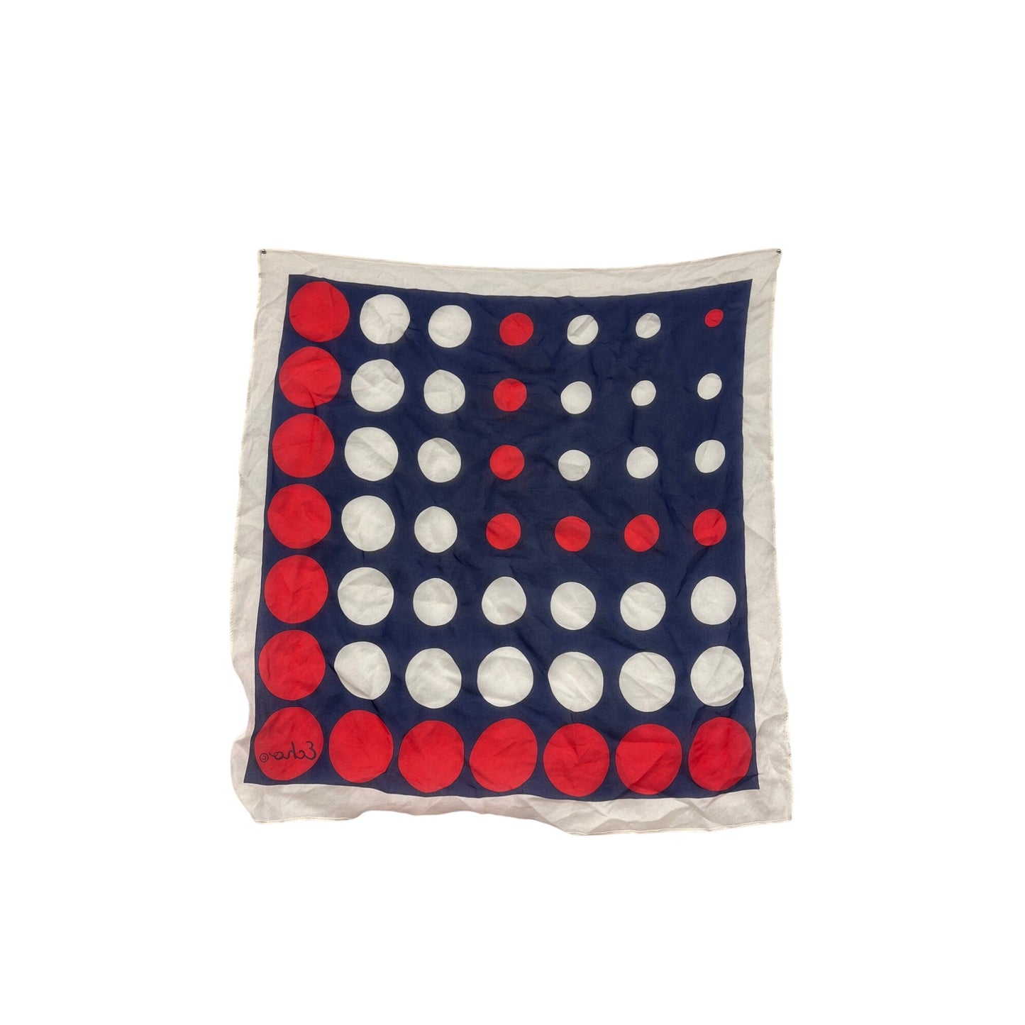 Vintage Echo Silk Scarf With Red & White Polka Dot Design #8835