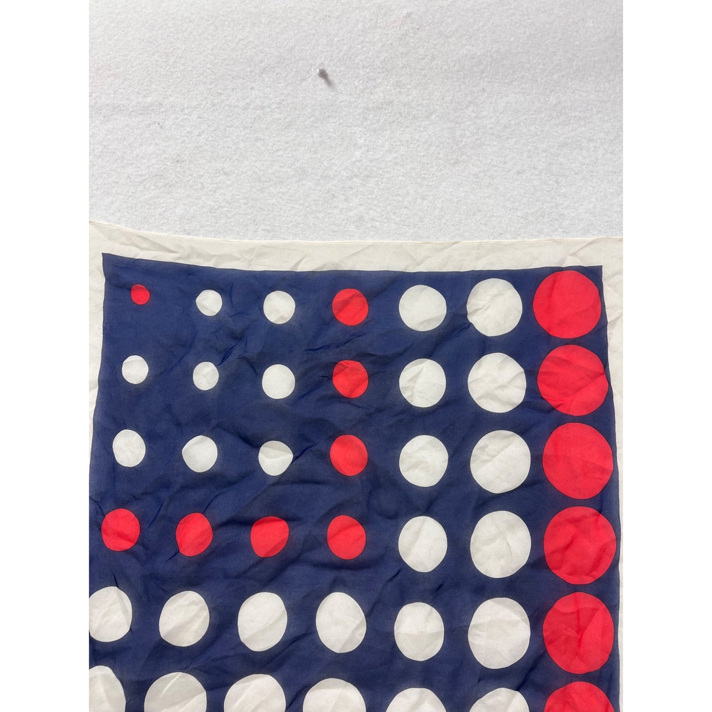 Vintage Echo Silk Scarf With Red & White Polka Dot Design #8835