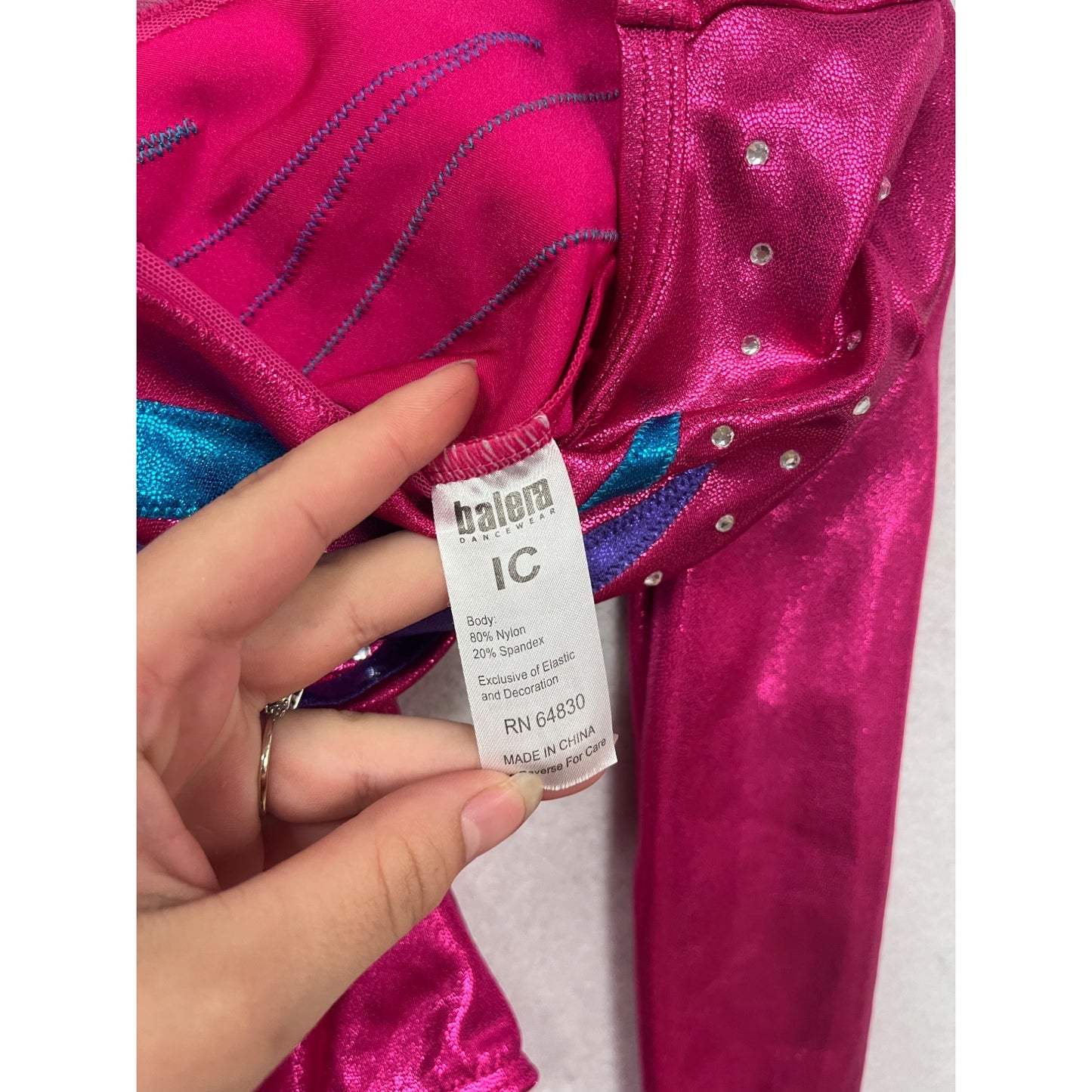Balera Long Sleeve Gymnastics Leotard Pink Metallic #226A