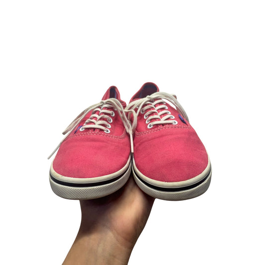 Vans Authentic Pink Canvas Low-Top Sneakers With White Laces & Blue Soles #9800