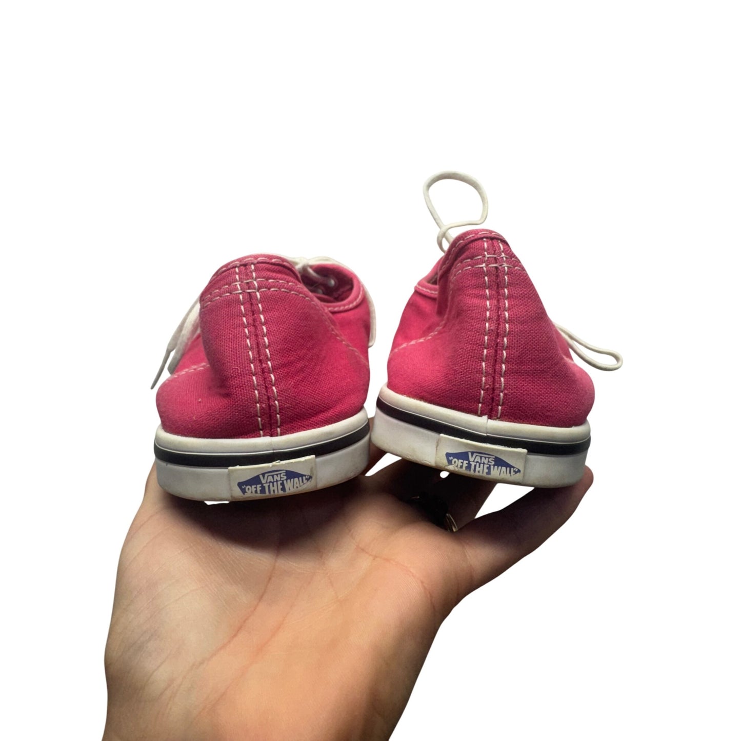 Vans Authentic Pink Canvas Low-Top Sneakers With White Laces & Blue Soles #9800