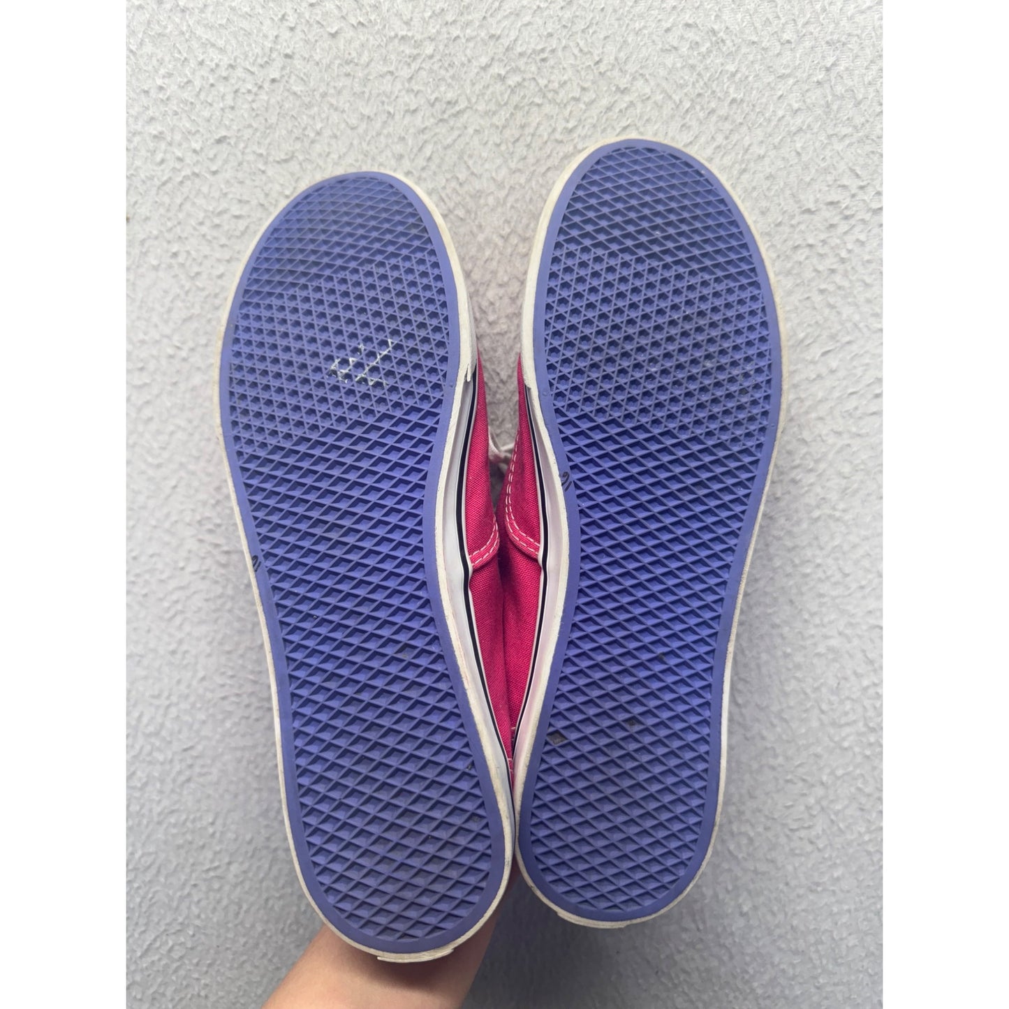 Vans Authentic Pink Canvas Low-Top Sneakers With White Laces & Blue Soles #9800