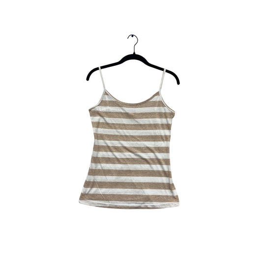 Gold & White Striped Cami Top Medium By Candy Rain #810A