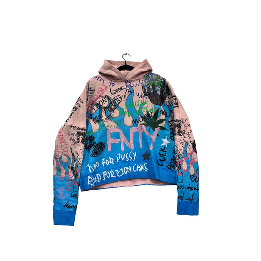 FNTY Medium Graffiti-Style Pink & Blue Hoodie #121C