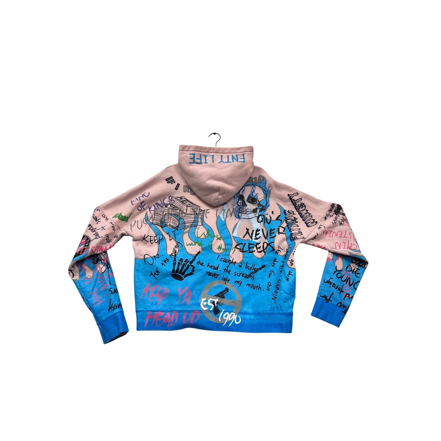 FNTY Medium Graffiti-Style Pink & Blue Hoodie #121C