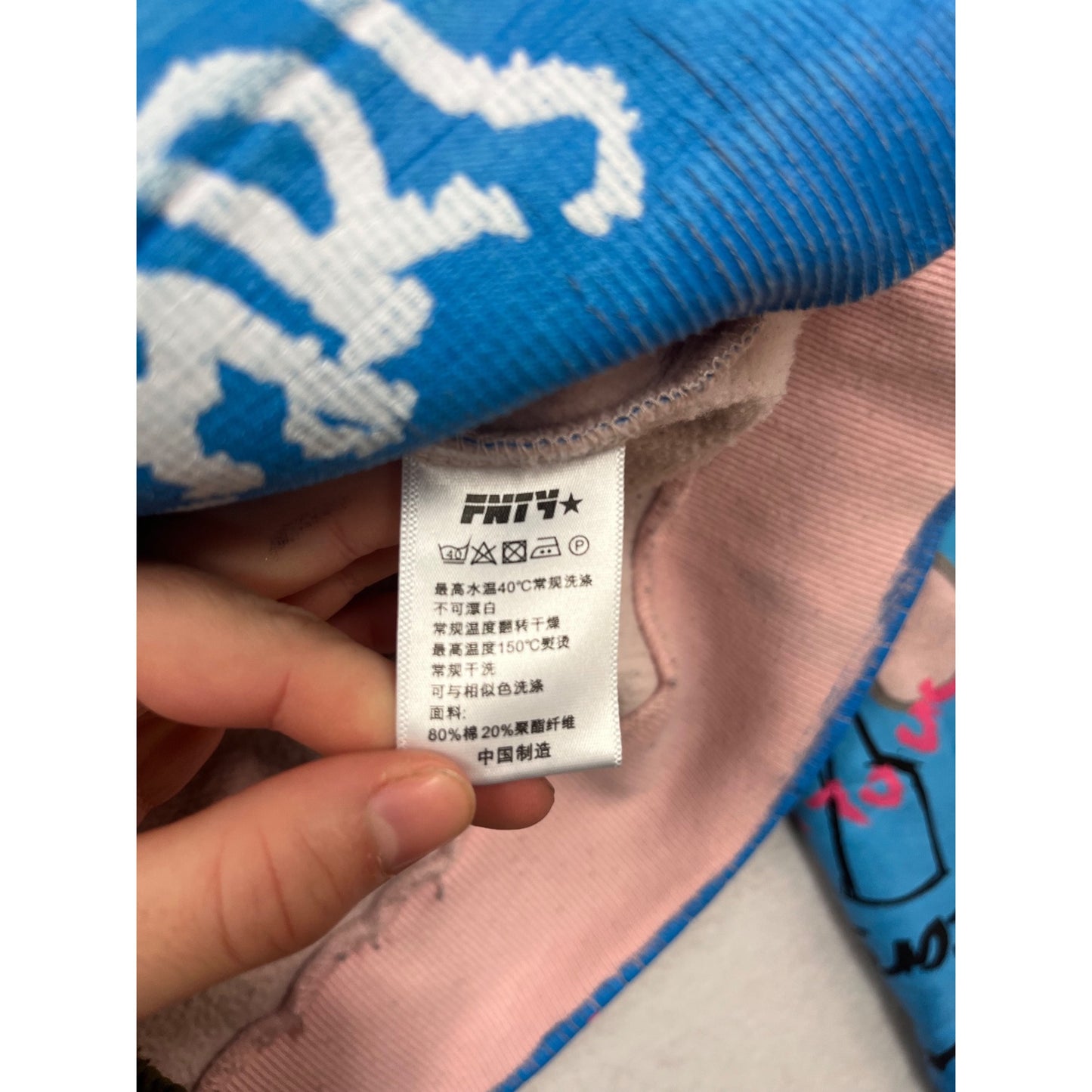 FNTY Medium Graffiti-Style Pink & Blue Hoodie #121C
