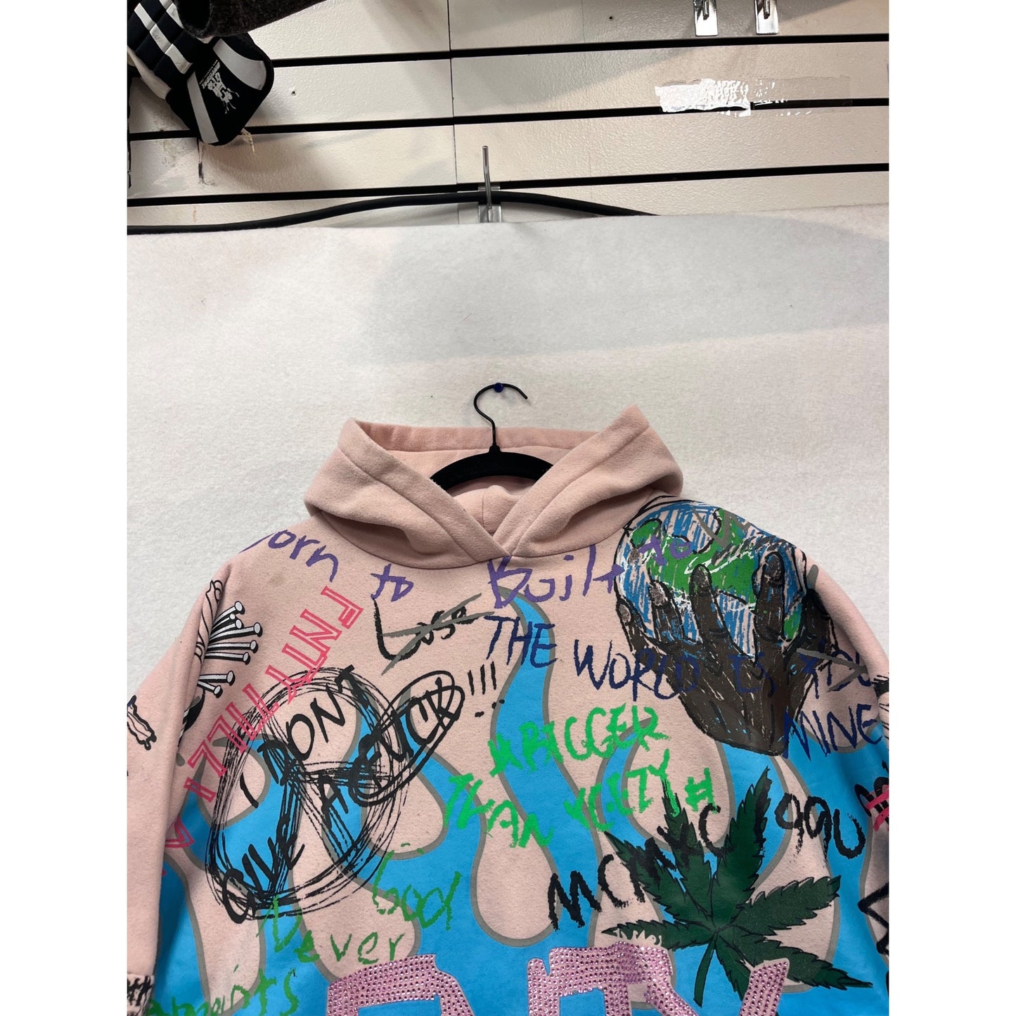 FNTY Medium Graffiti-Style Pink & Blue Hoodie #121C