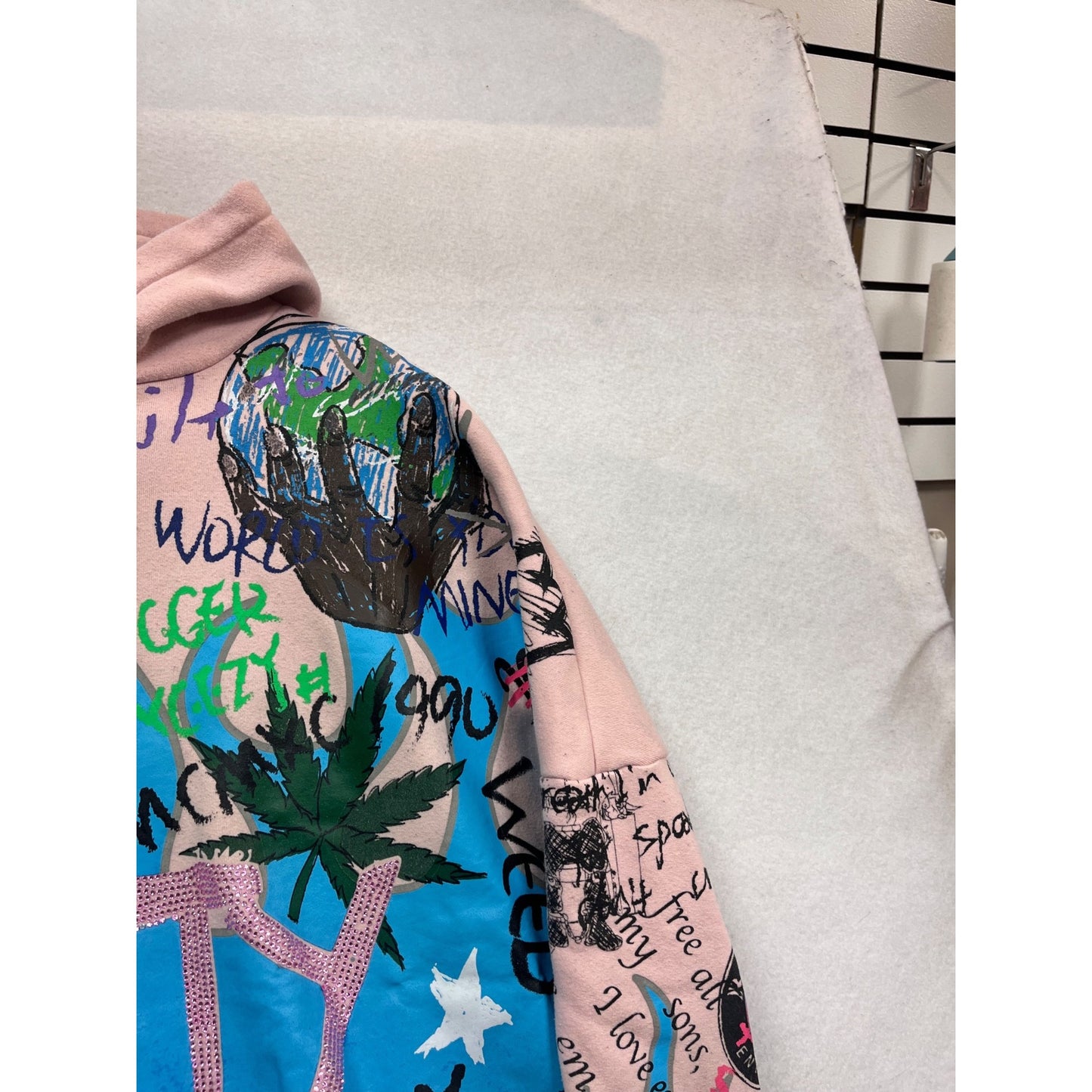 FNTY Medium Graffiti-Style Pink & Blue Hoodie #121C