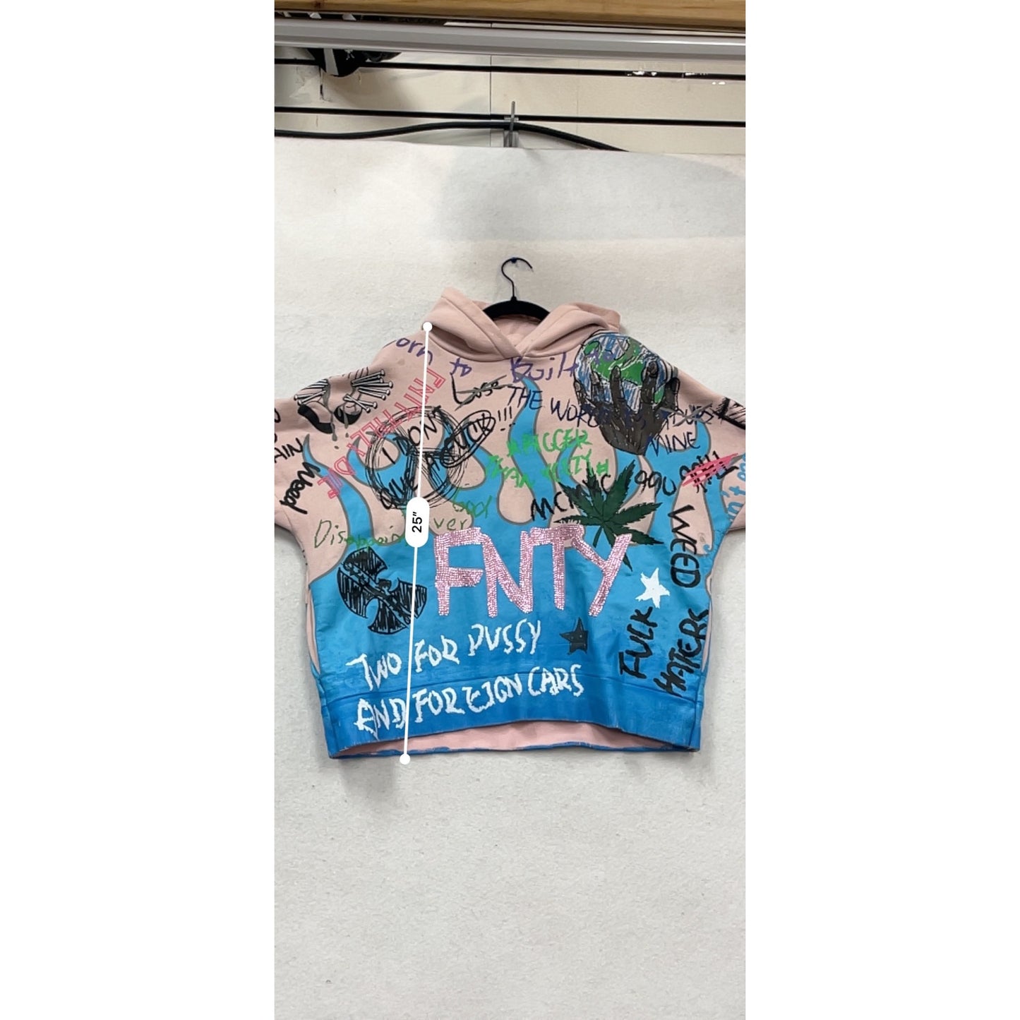 FNTY Medium Graffiti-Style Pink & Blue Hoodie #121C