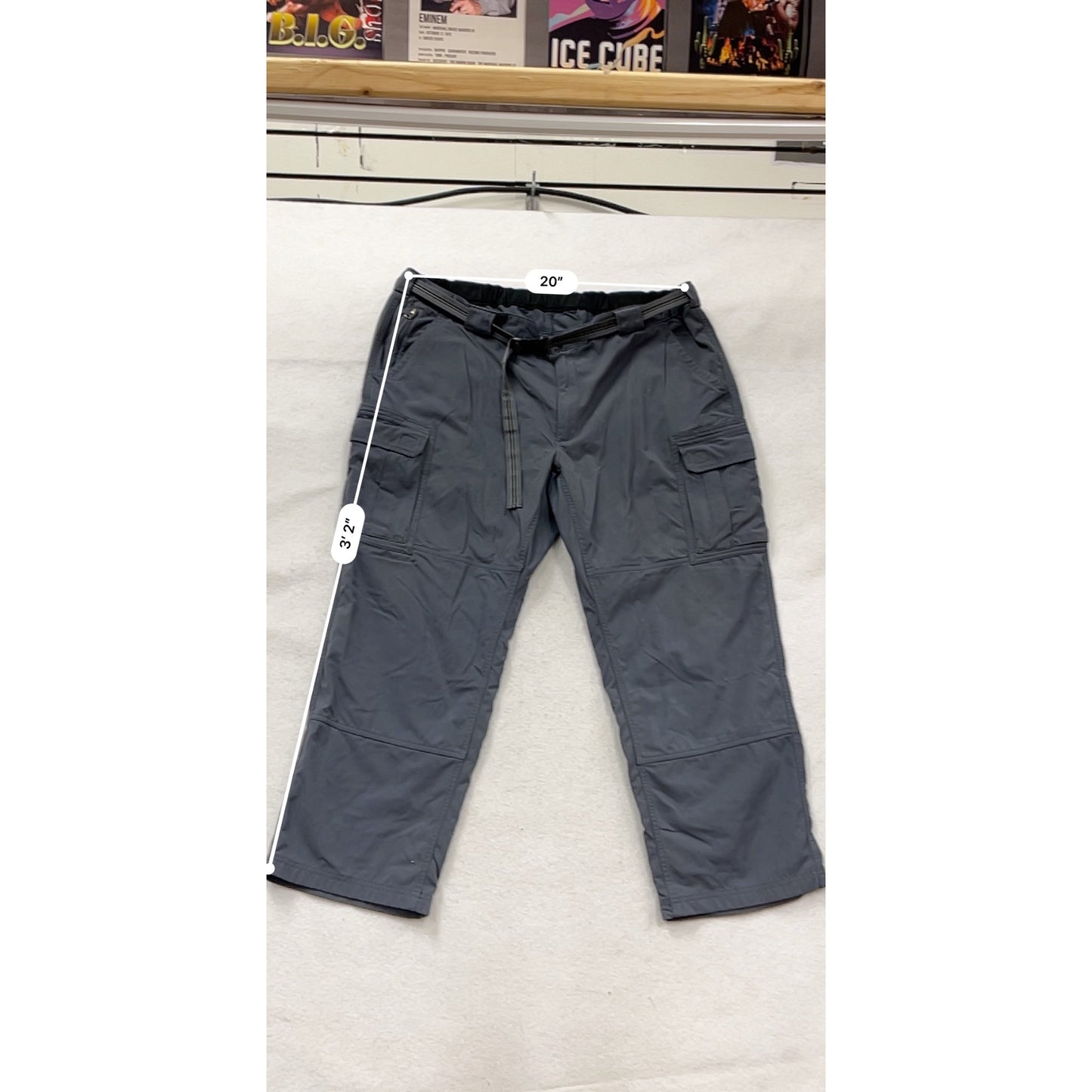 Duluth Trading Co 3XL Gray Nylon Cargo Pants With Adjustable Belt #147A