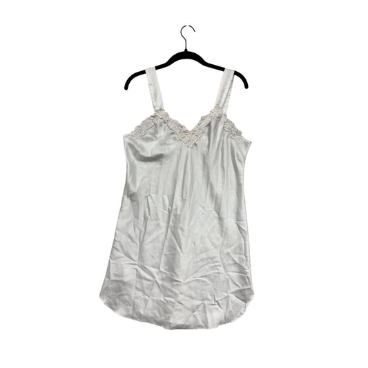 Vintage White Lace Trim Womens Slip Dress Medium #8263