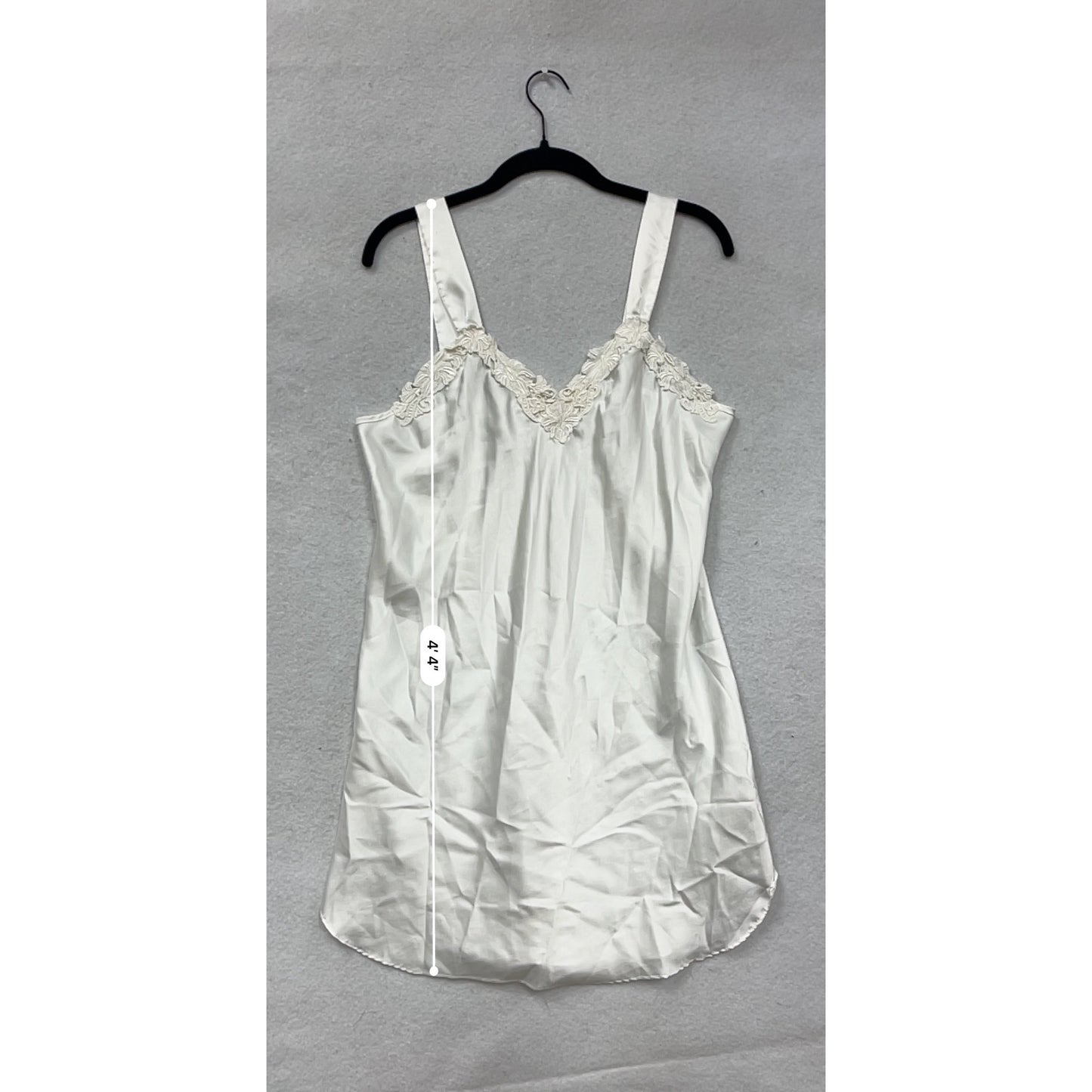 Vintage White Lace Trim Womens Slip Dress Medium #8263