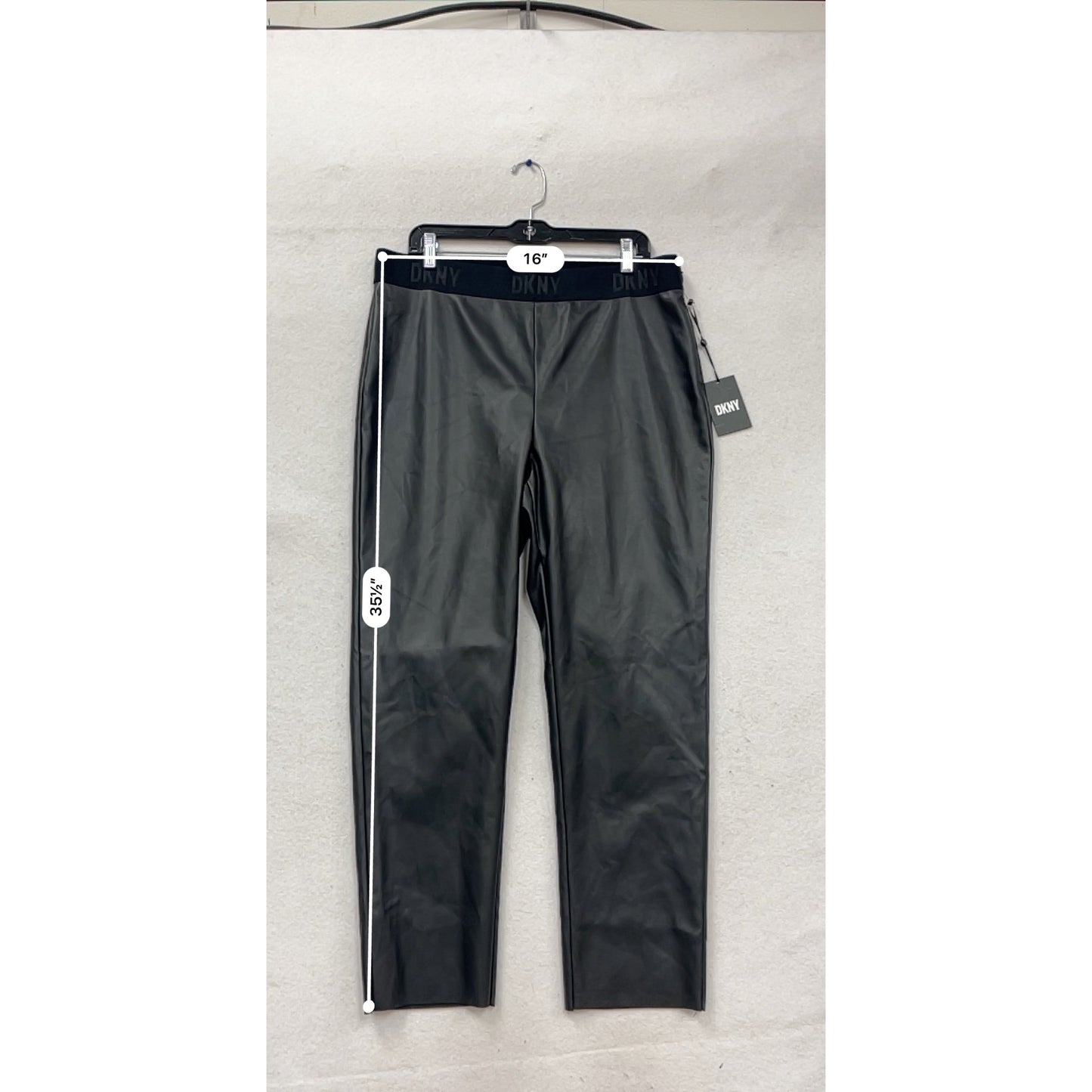 DKNY Faux Leather Pants Black XL #777A